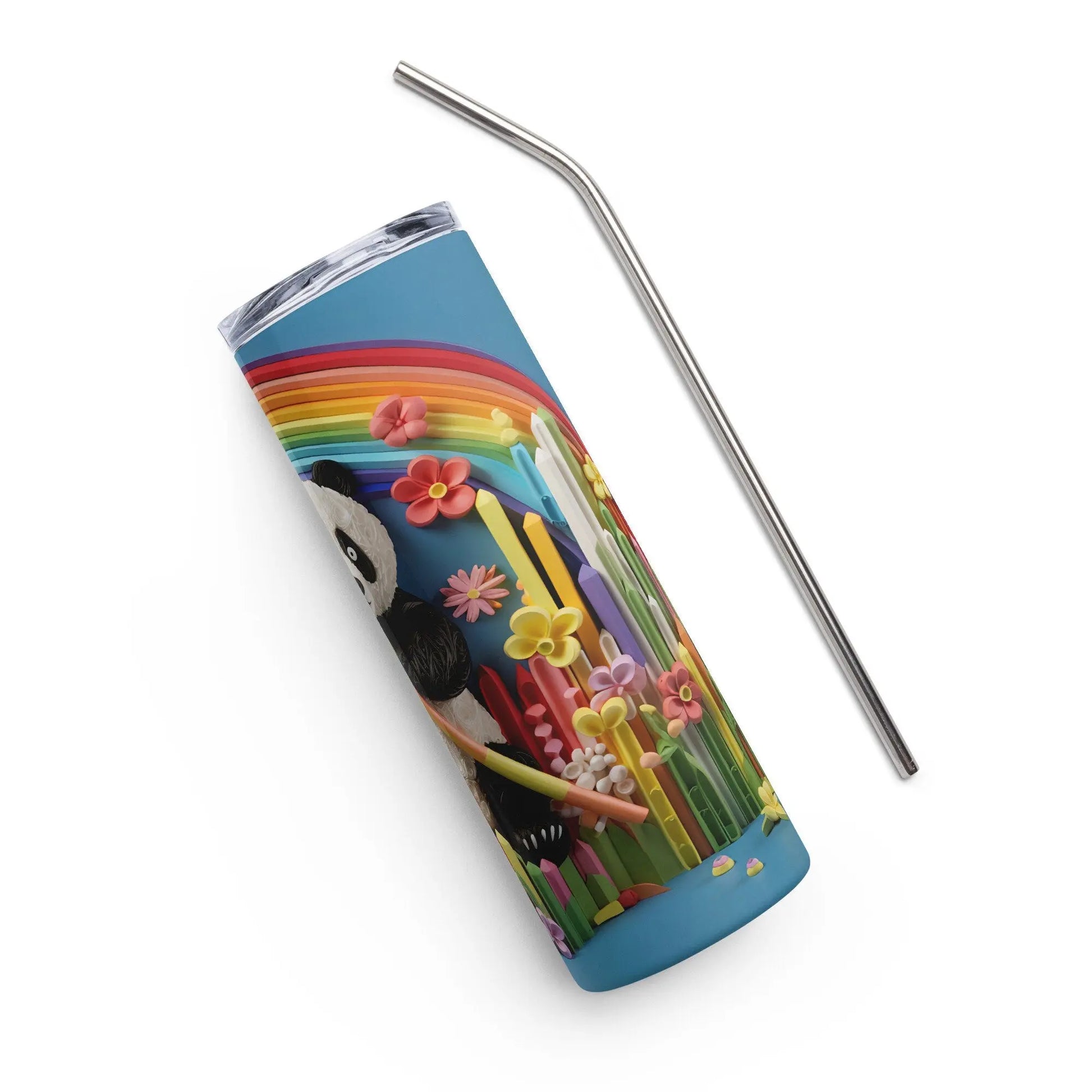 3D Embroidered Cute Panda Sublimation Tumbler Gift for Panda Lovers - Panoptic Handmade