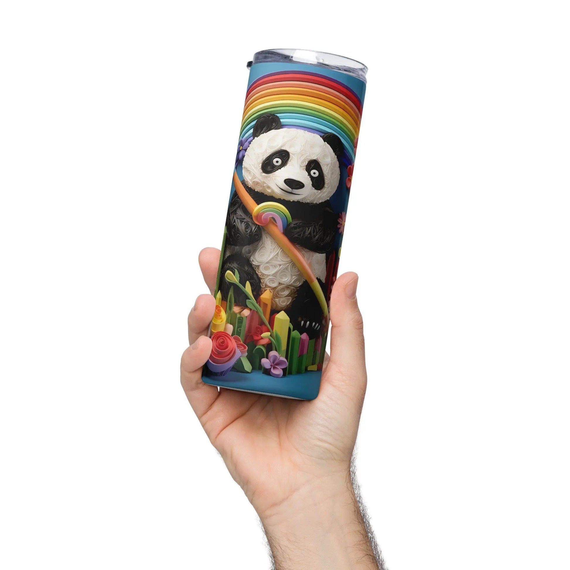 3D Embroidered Cute Panda Sublimation Tumbler Gift for Panda Lovers - Panoptic Handmade