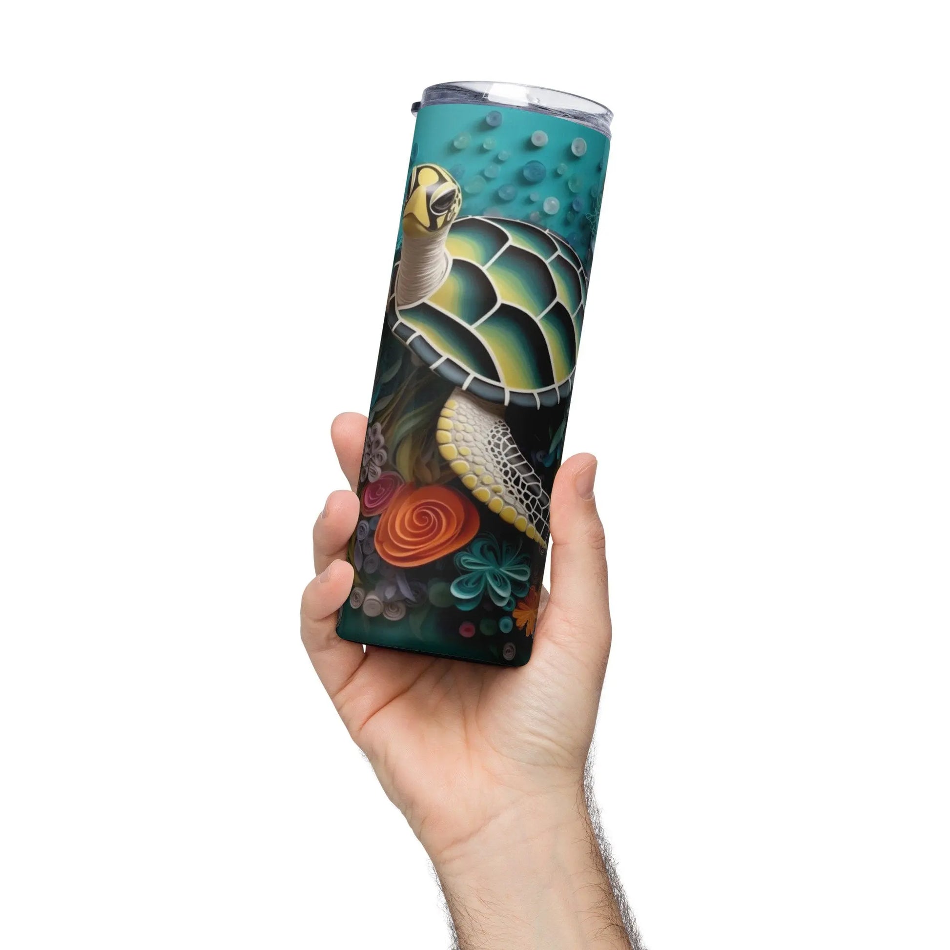 Personalized 3D Embroidered Sea Turtle Sublimation Tumbler