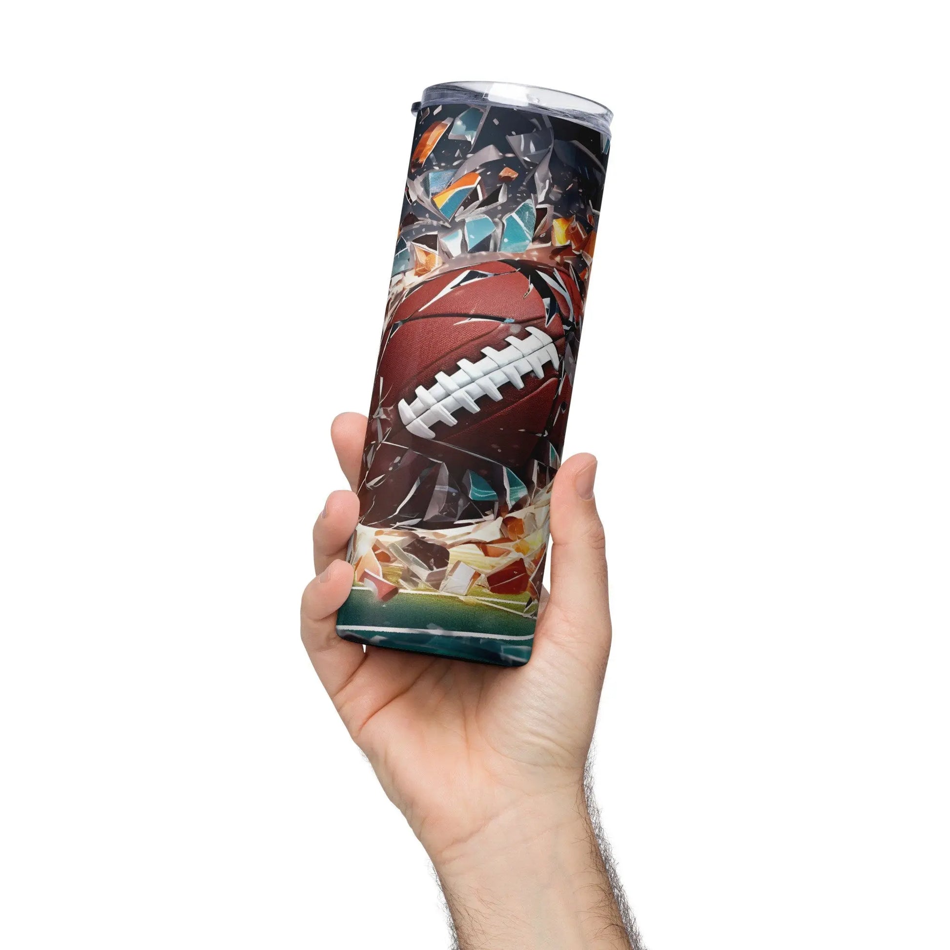 3D Embroidered Shattered Glass Football Sublimation Tumbler Gift for Men