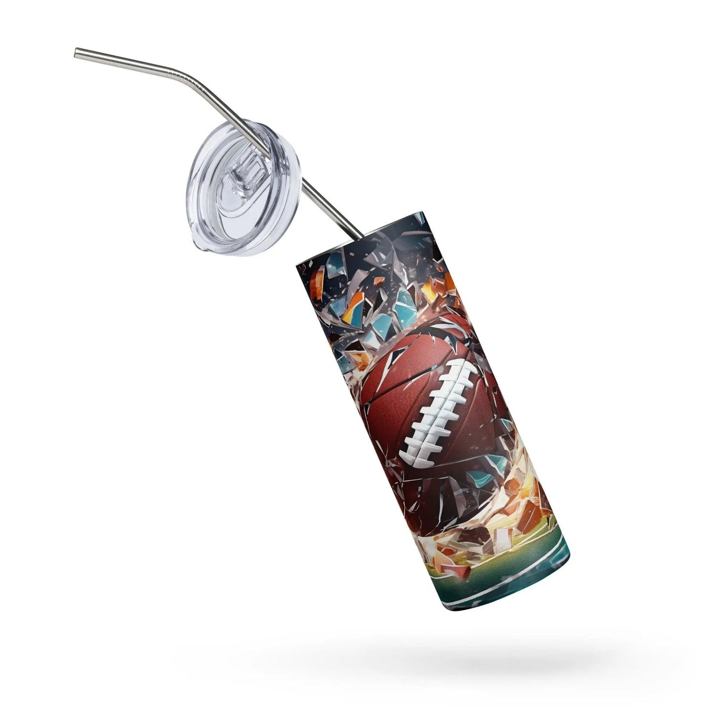 3D Embroidered Shattered Glass Football Sublimation Tumbler Gift for Men