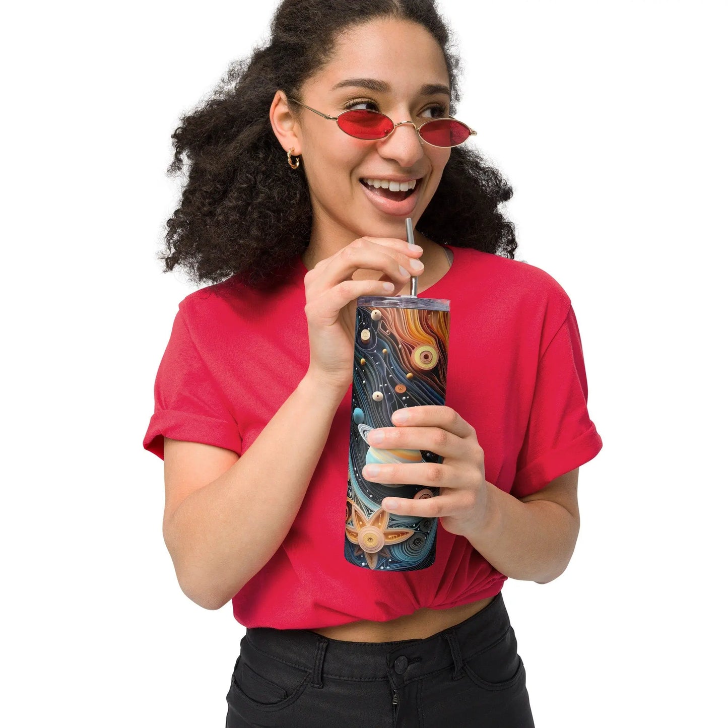 3D Embroidered Planet Sublimation Tumbler Everyday Gift