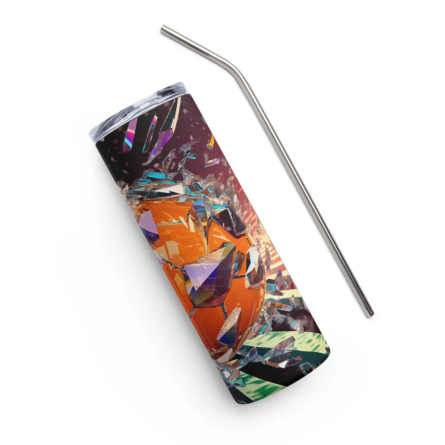 3D Embroidered Shattered Glass Basketball Sublimation Tumbler Gift for Sports Lovers - Panoptic Handmade