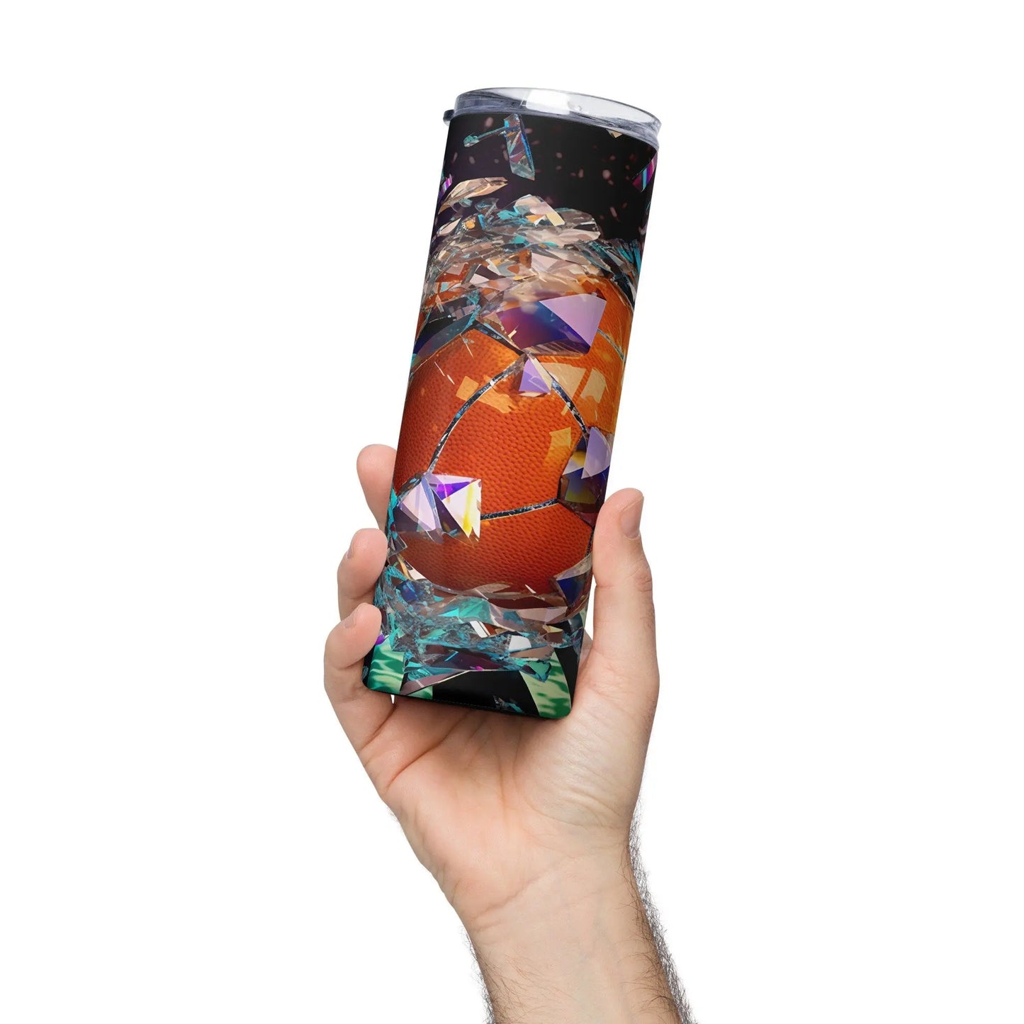 3D Embroidered Shattered Glass Basketball Sublimation Tumbler Gift for Sports Lovers - Panoptic Handmade