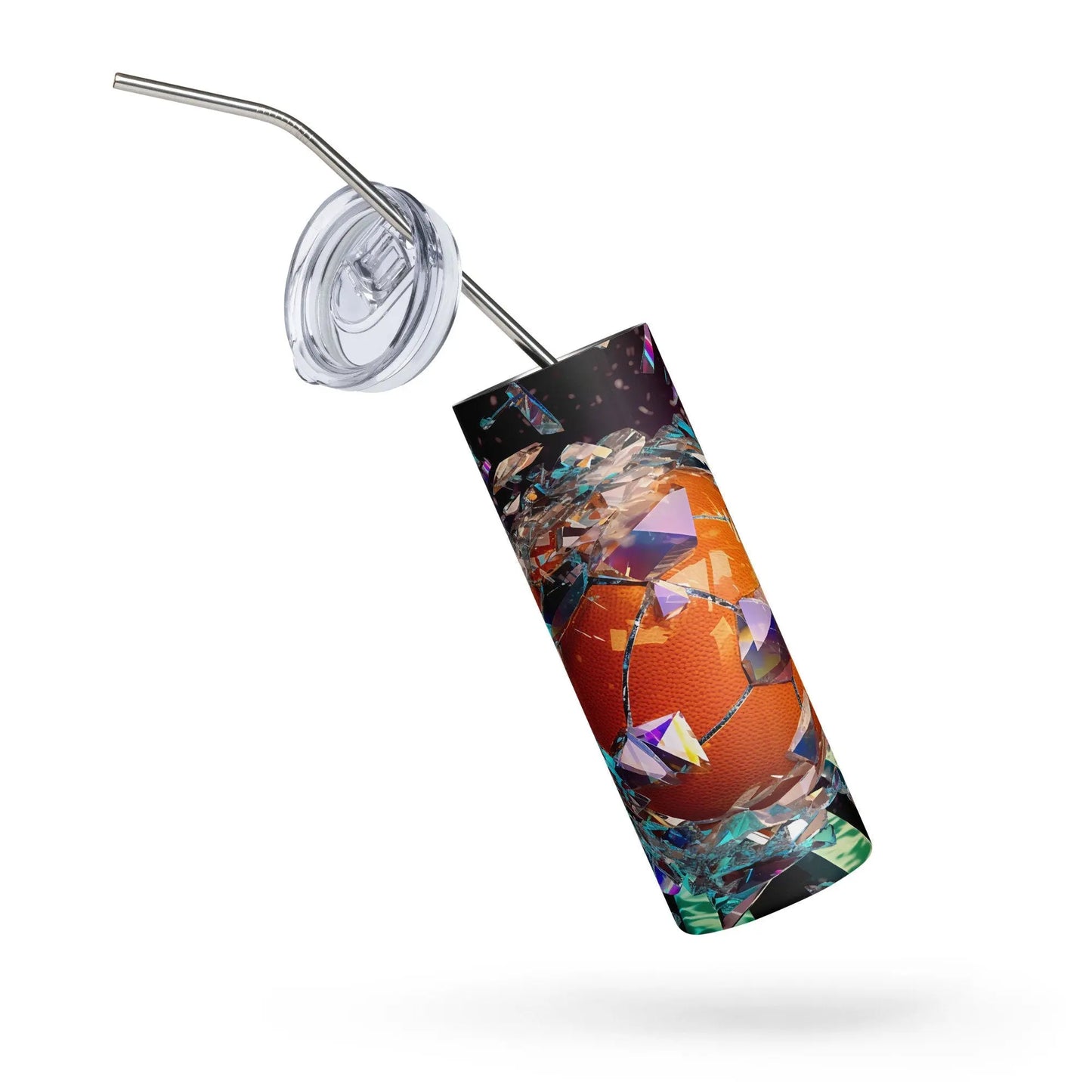 3D Embroidered Shattered Glass Basketball Sublimation Tumbler Gift for Sports Lovers - Panoptic Handmade