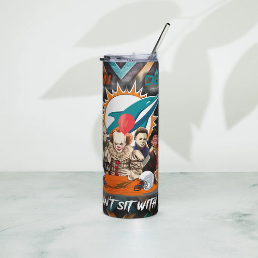 Horror Character Miami Dolphin Sports Fan Sublimation Tumbler - Panoptic Handmade