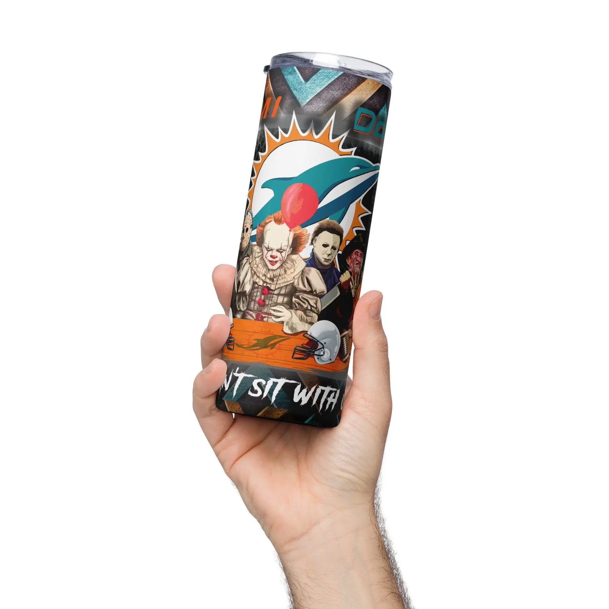 Horror Character Miami Dolphin Sports Fan Sublimation Tumbler - Panoptic Handmade