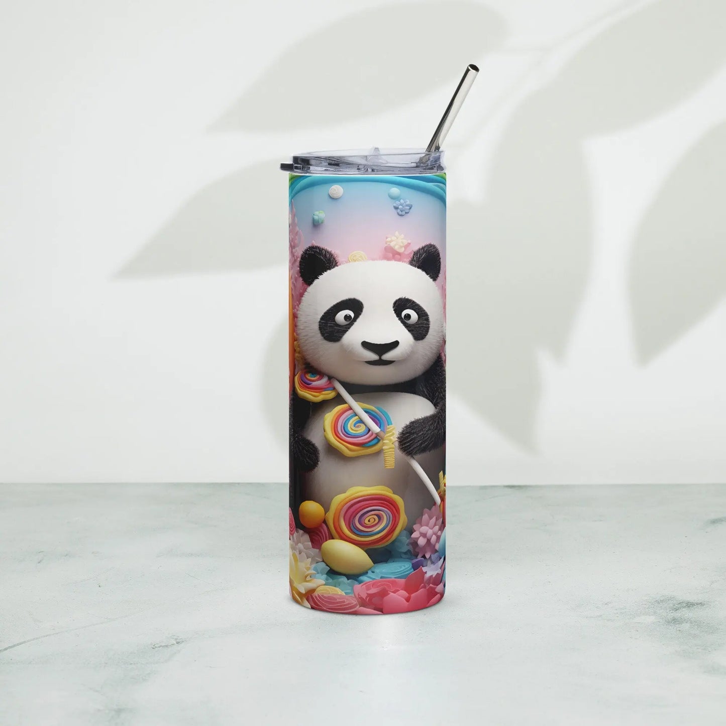 3D Embroidered Cute Panda Sublimation Tumbler Gift for Panda Lovers