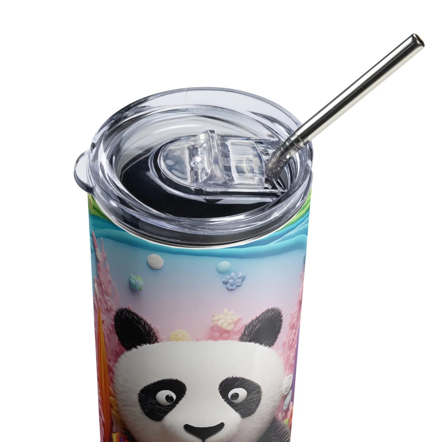 3D Embroidered Cute Panda Sublimation Tumbler Gift for Panda Lovers