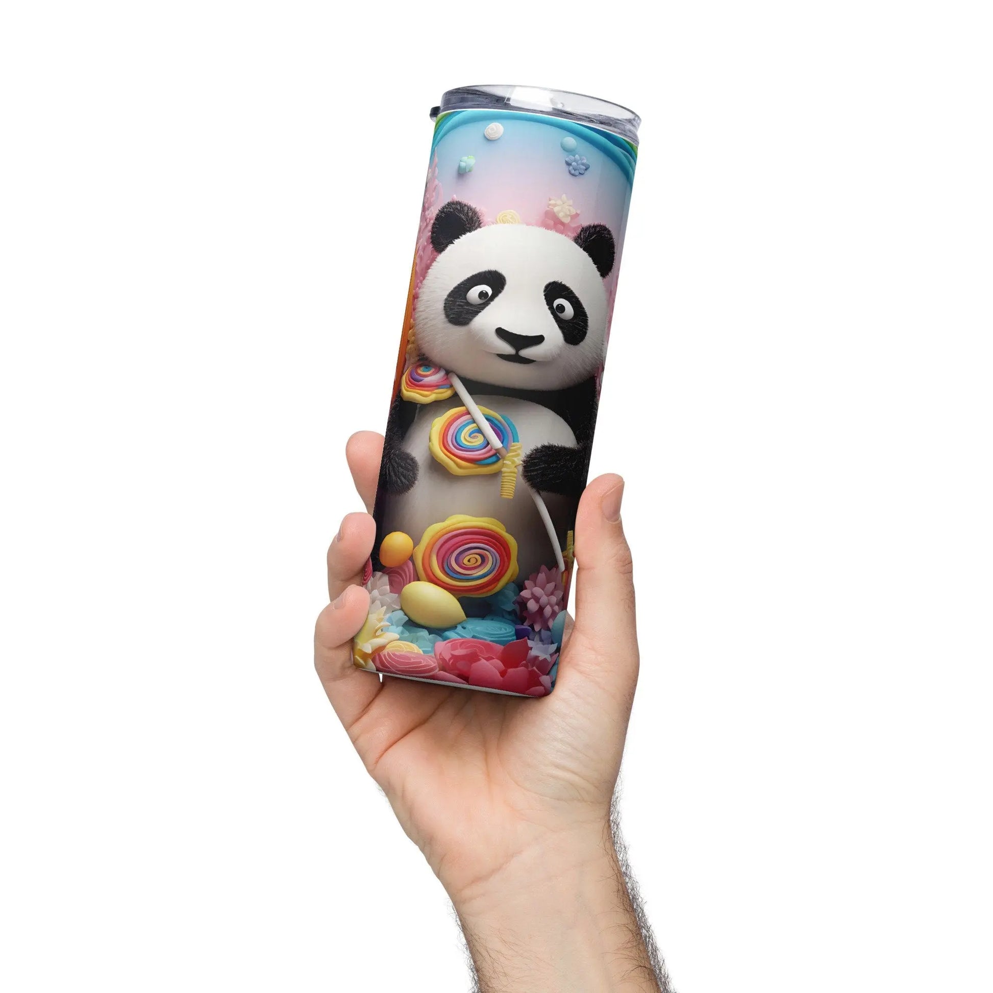 3D Embroidered Cute Panda Sublimation Tumbler Gift for Panda Lovers