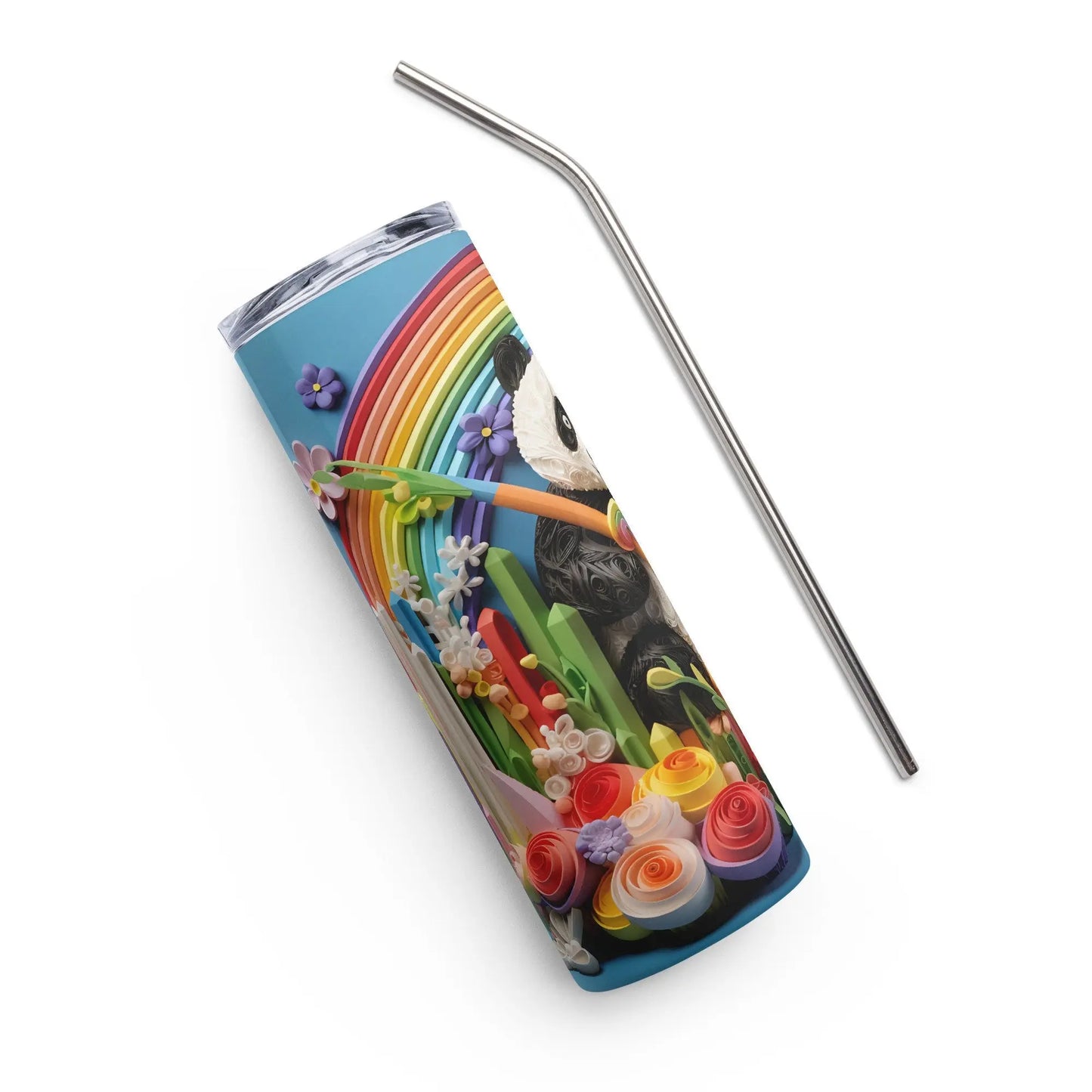 3D Embroidered Cute Panda Sublimation Tumbler Gift for Panda Lovers - Panoptic Handmade