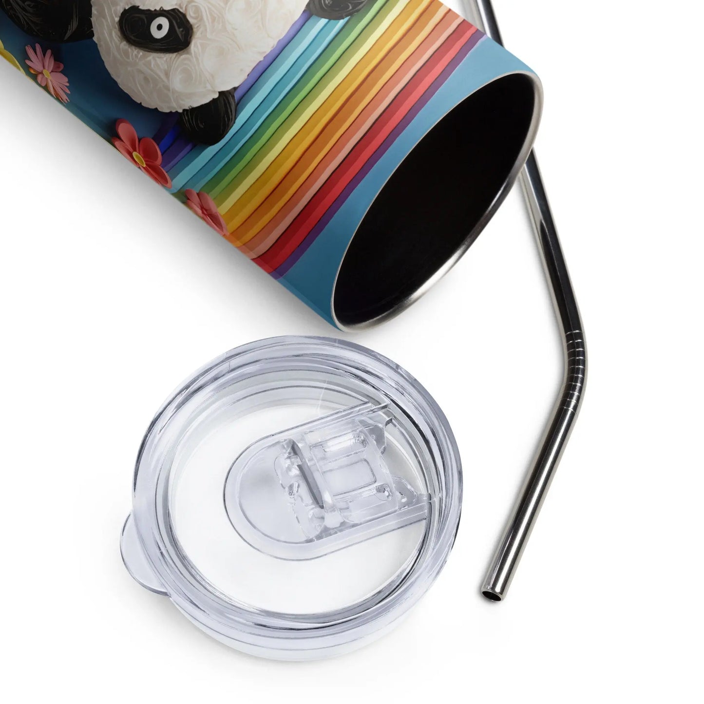 3D Embroidered Cute Panda Sublimation Tumbler Gift for Panda Lovers - Panoptic Handmade