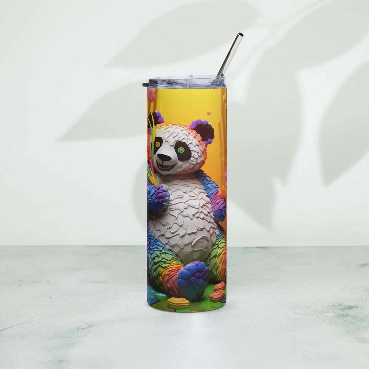 3D Embroidered Cute Panda Sublimation Tumbler Gift for Panda Lovers