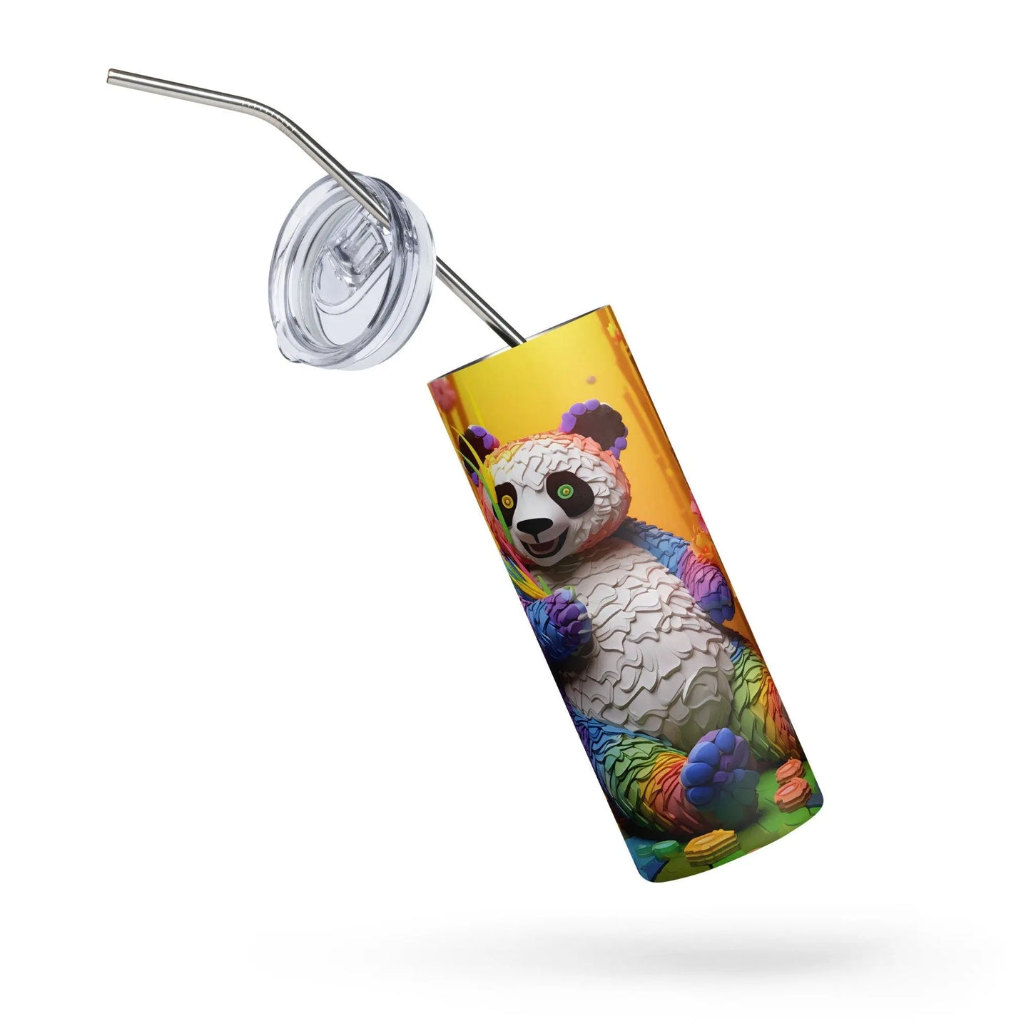 3D Embroidered Cute Panda Sublimation Tumbler Gift for Panda Lovers