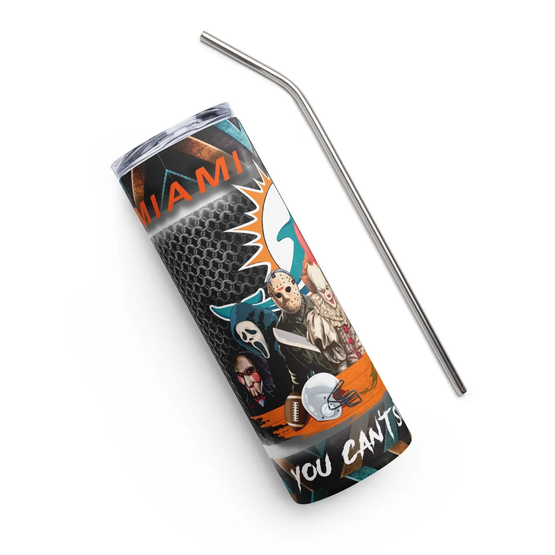 Horror Character Miami Dolphin Sports Fan Sublimation Tumbler - Panoptic Handmade