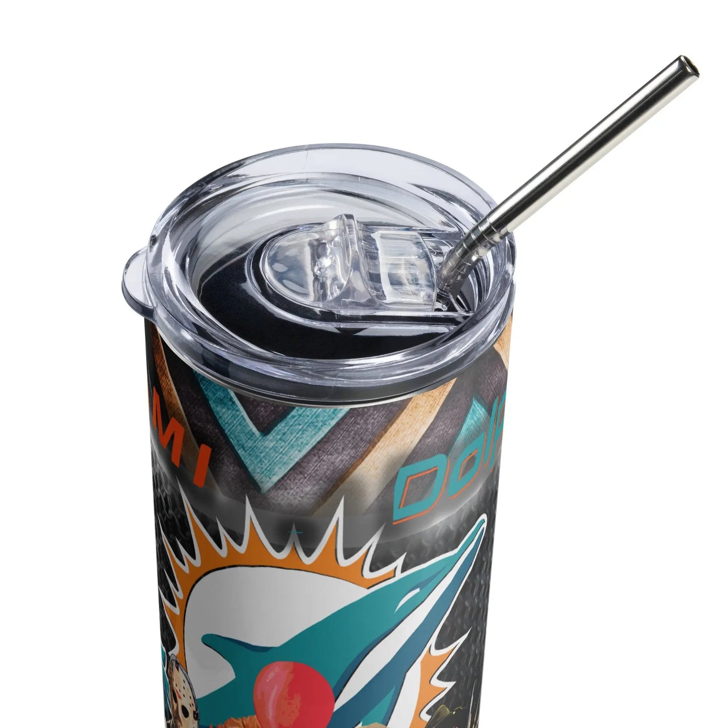 Horror Character Miami Dolphin Sports Fan Sublimation Tumbler - Panoptic Handmade