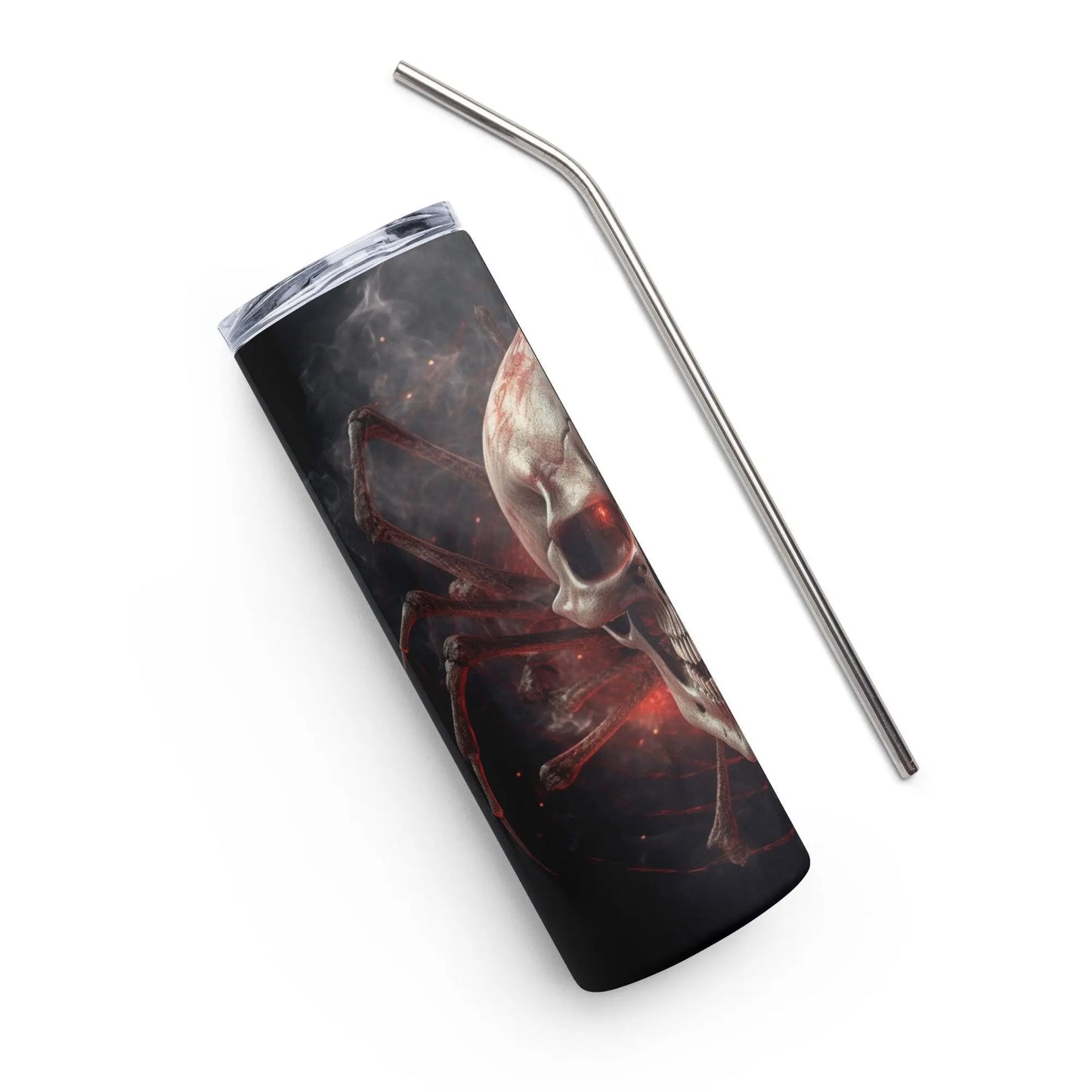 3D Embroidered Smokey Spider Skull Spooky Halloween Tumbler Gift for Horror Lovers - Panoptic Handmade