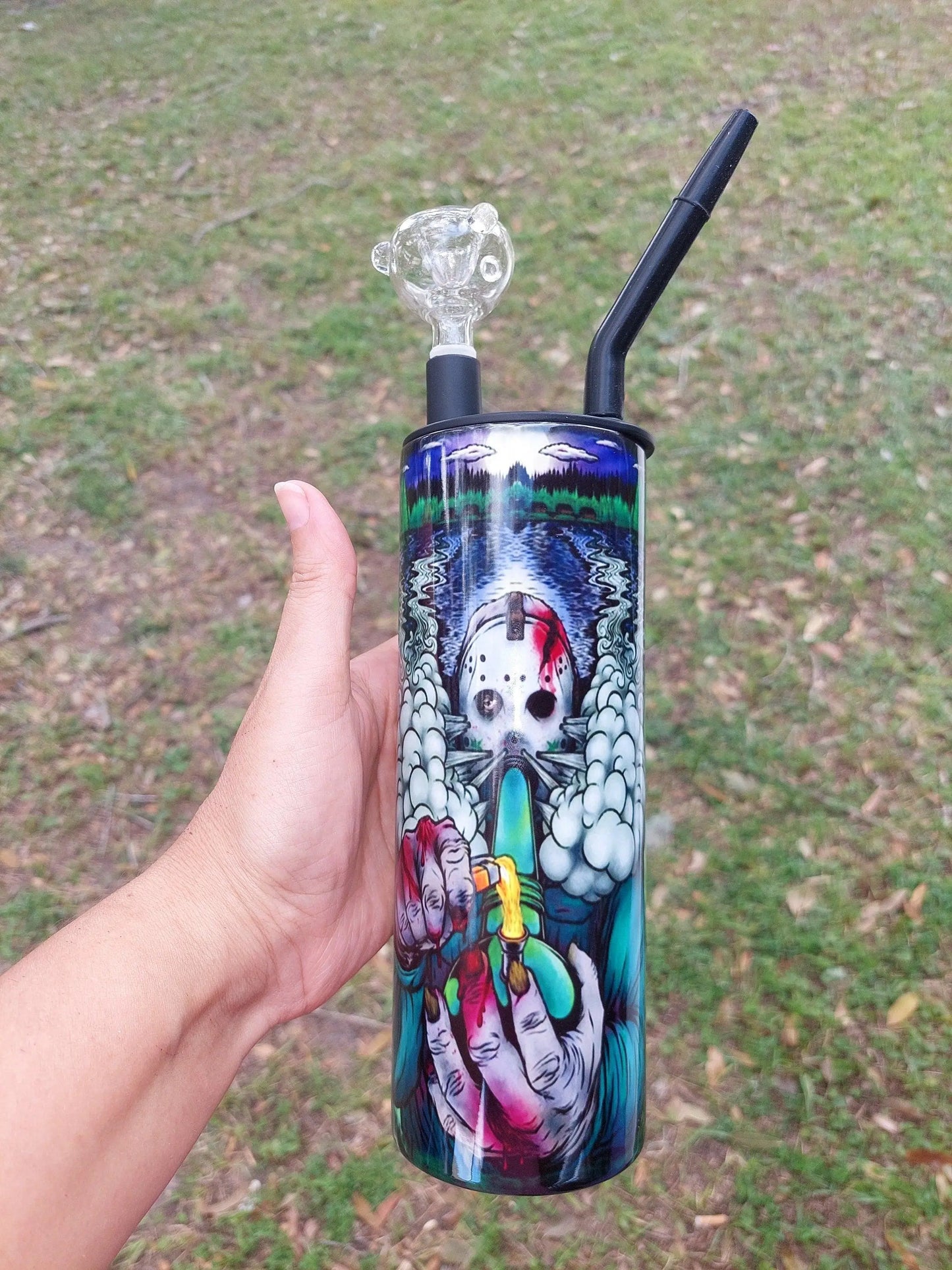 Jason Voorhees Smoking Marijuana Hookah Tumbler