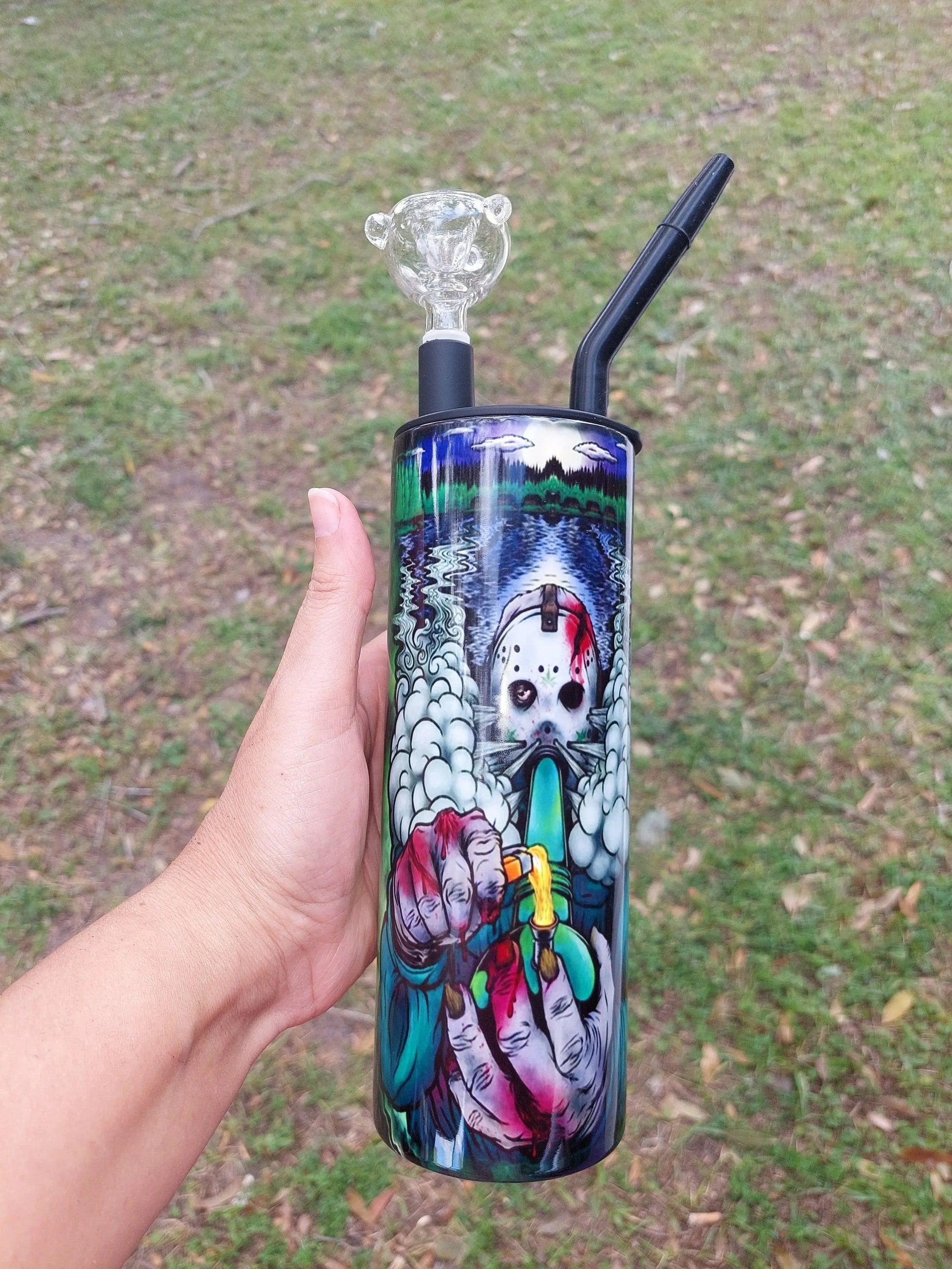 Jason Voorhees Smoking Marijuana Hookah Tumbler