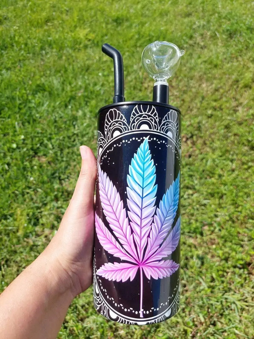 Mandala Marijuana Leaf Hookah Tumbler
