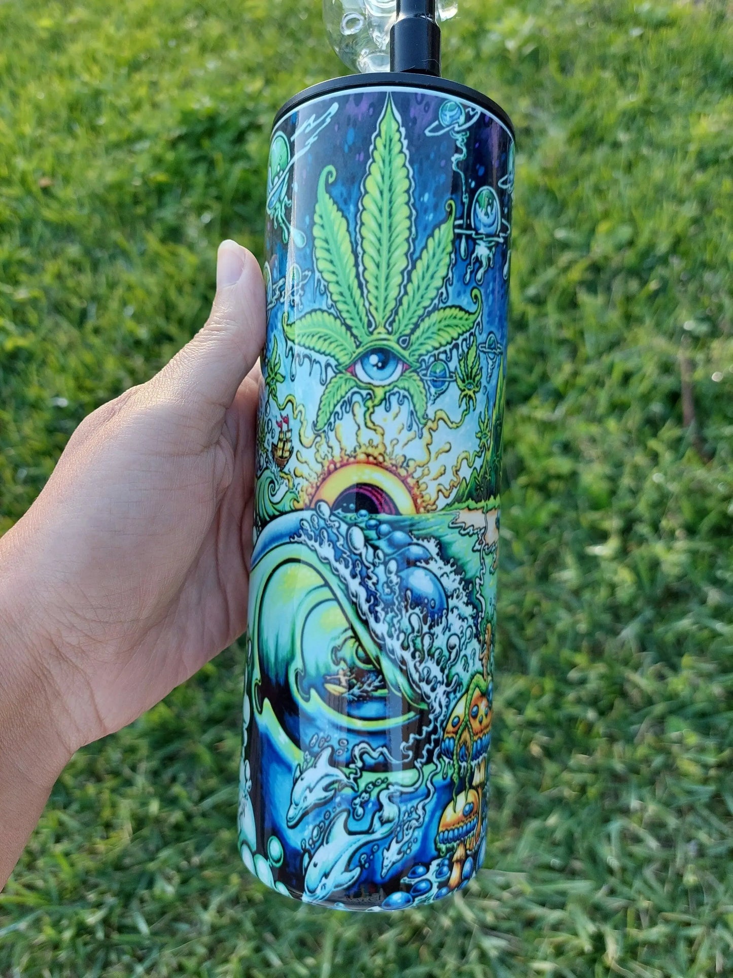 Marijuana Lovers Kaleidoscope Cold Smoke Sublimation Tumbler