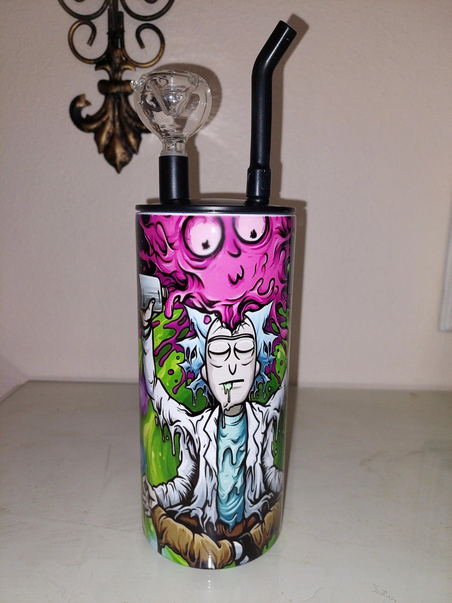 Melting Rick and Morty Sublimation Hookah Tumbler Design