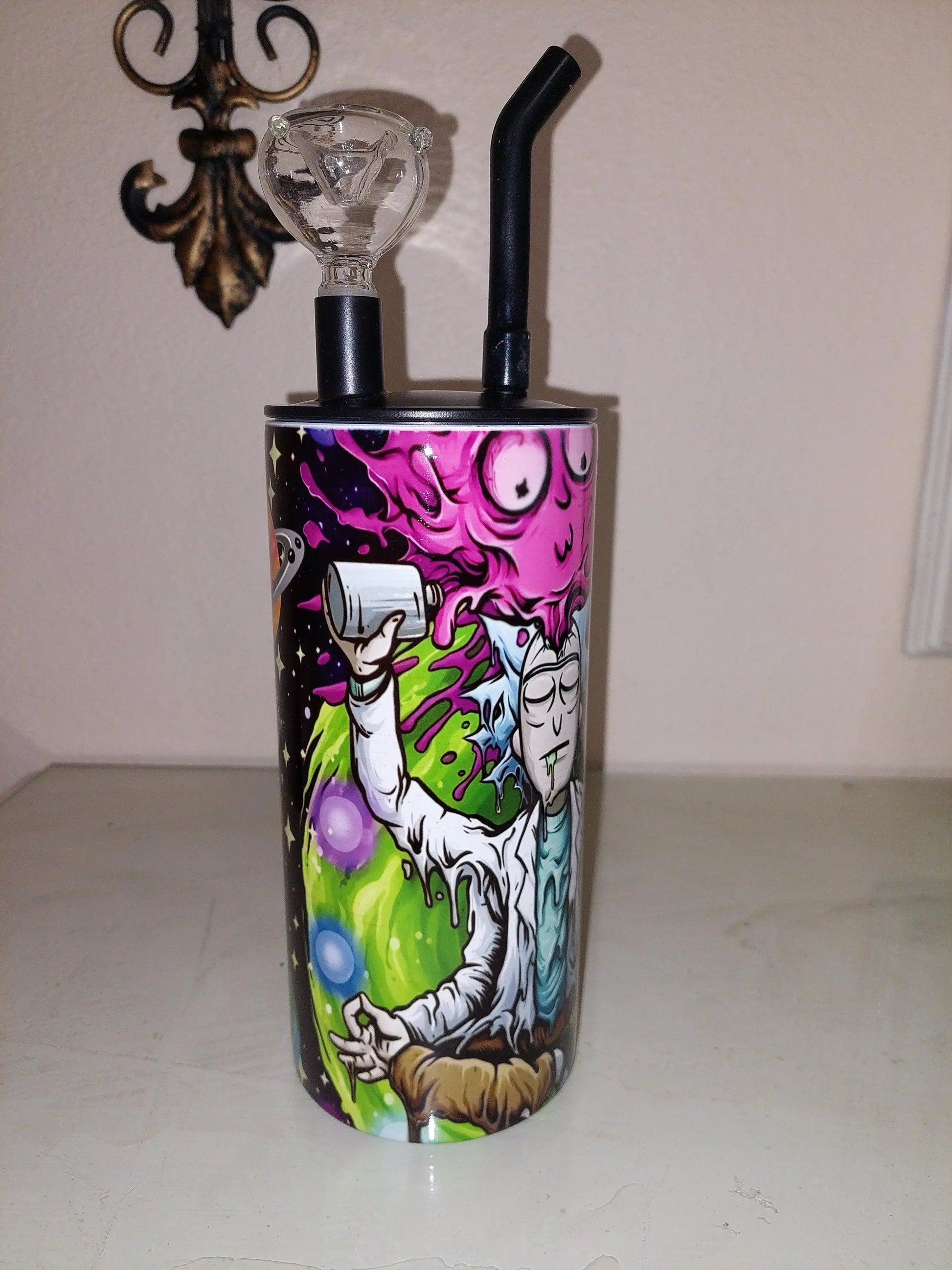 Melting Rick and Morty Sublimation Hookah Tumbler Design