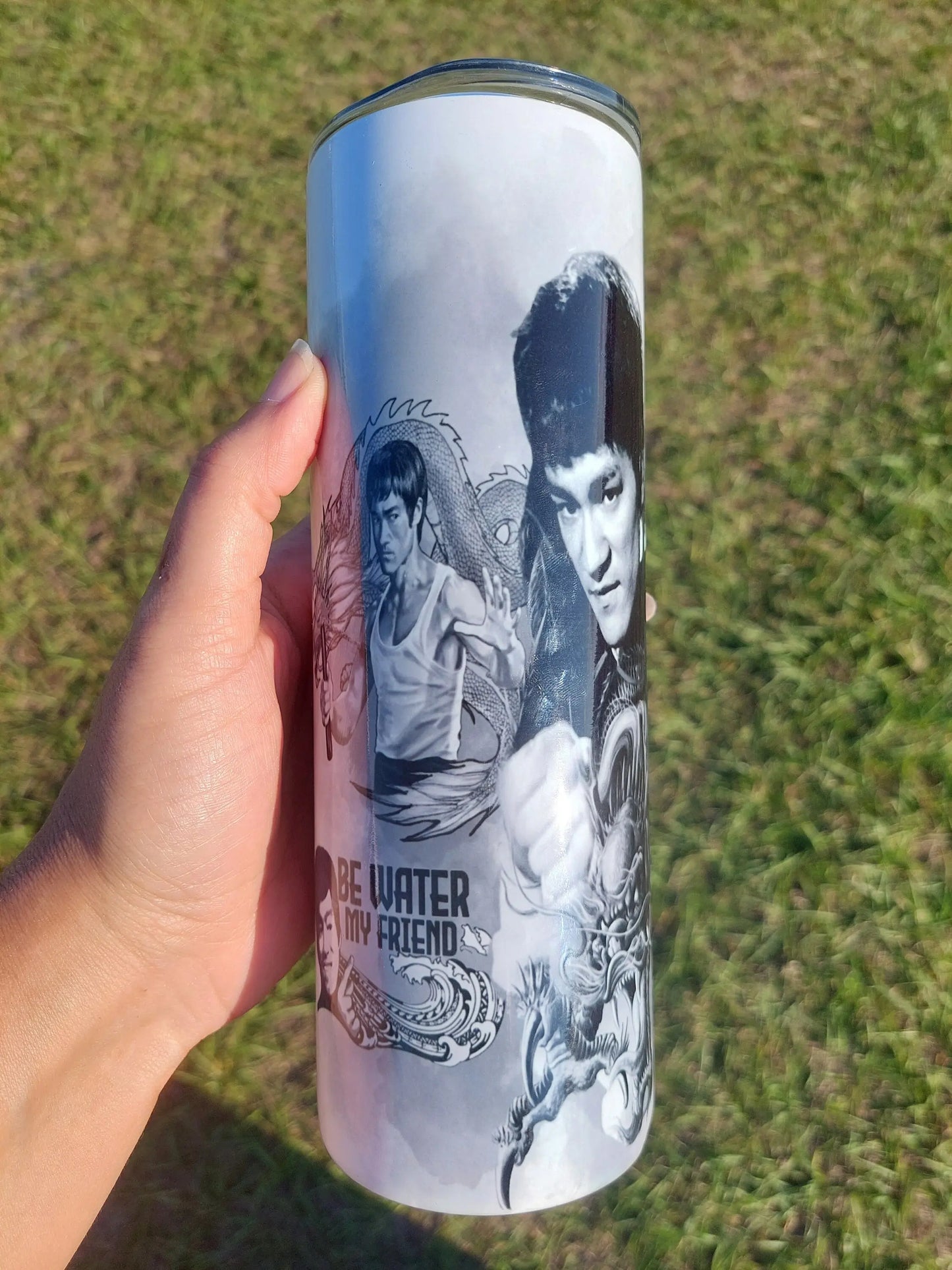 Memorial Movie Fan Tribute to Bruce Lee and The Crow Personalized Sublimation Tumbler