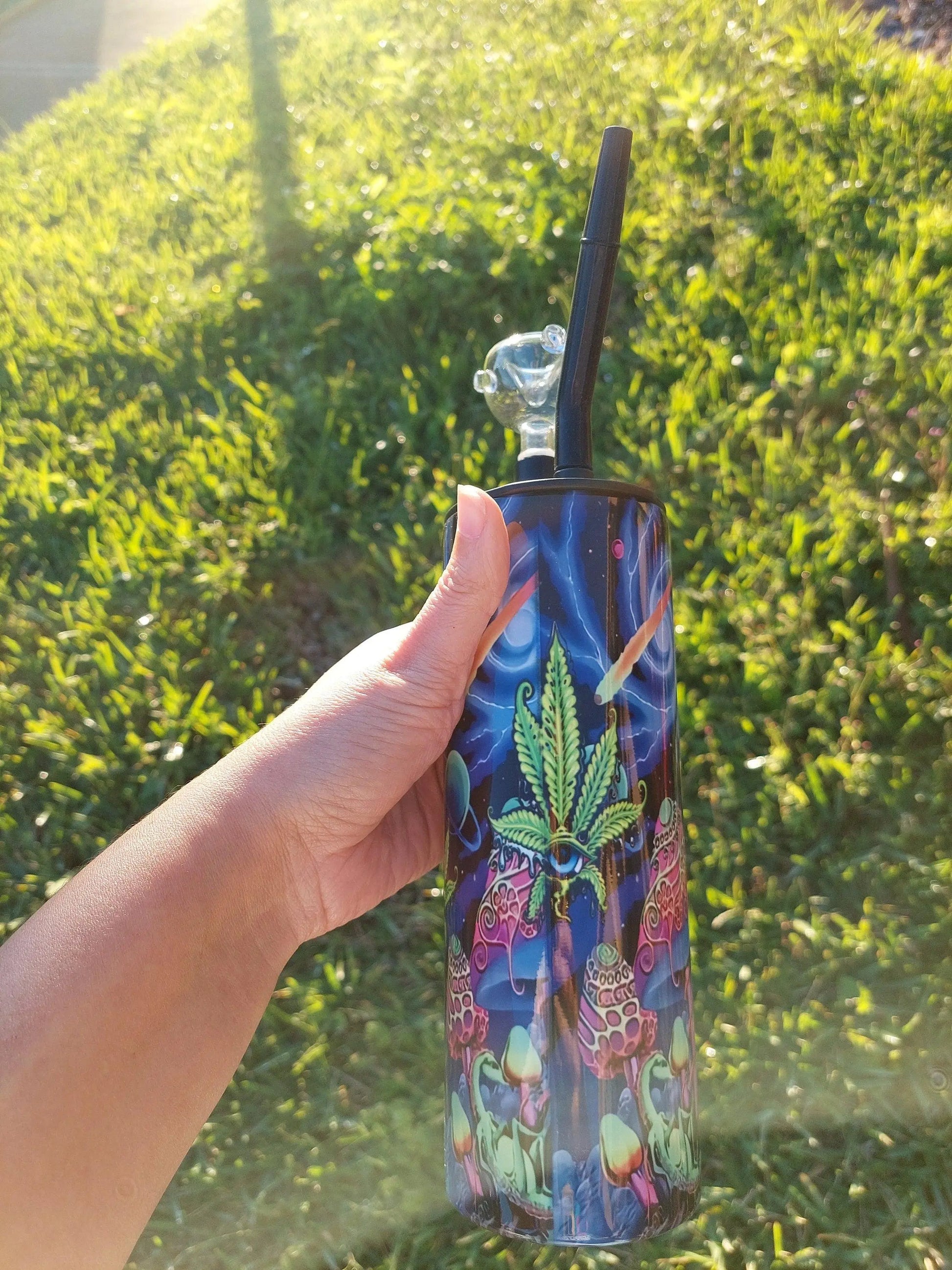 Mushrooms and Marijuana Trippy Sublimation Hookah Tumbler