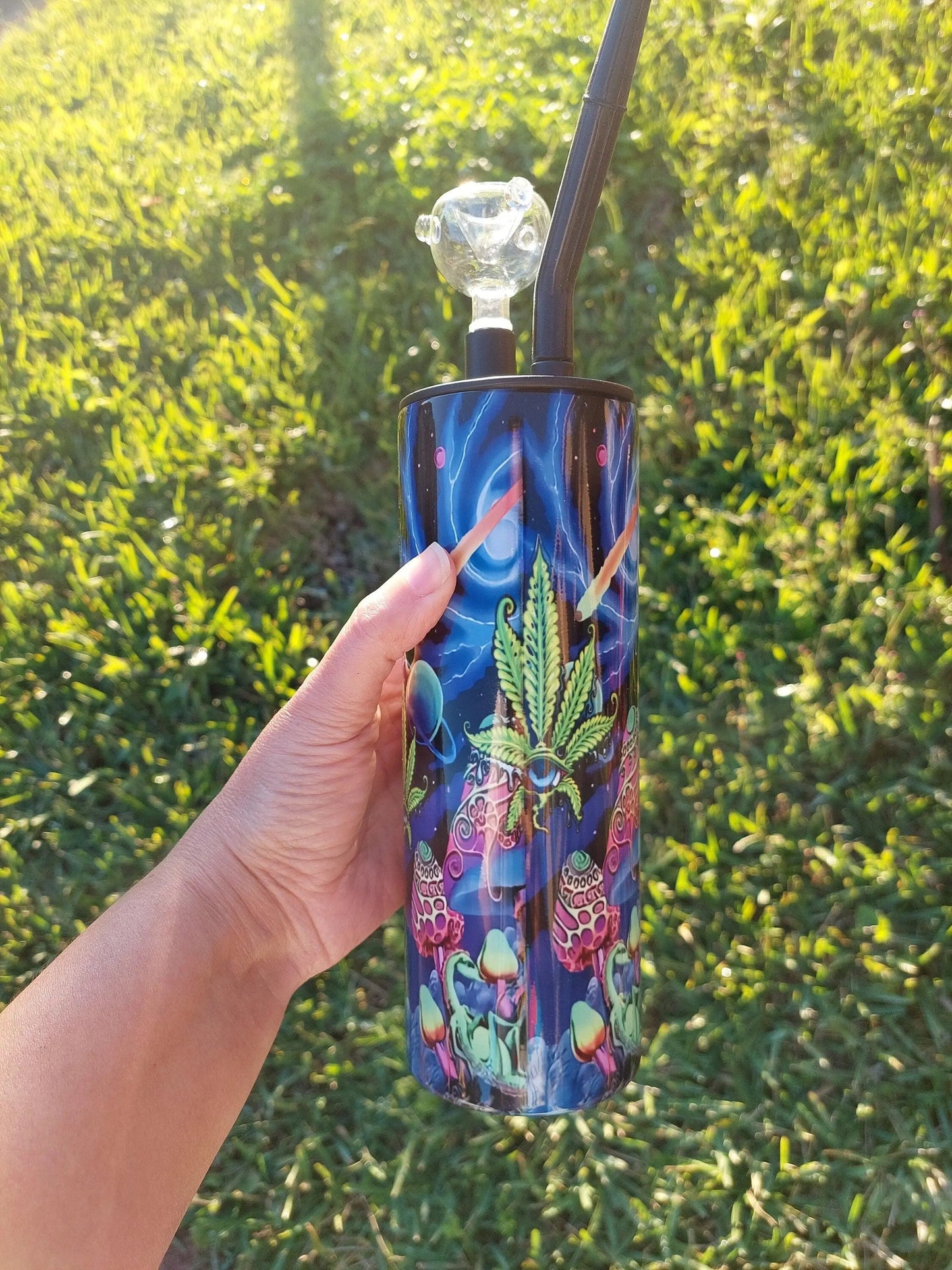 Mushrooms and Marijuana Trippy Sublimation Hookah Tumbler