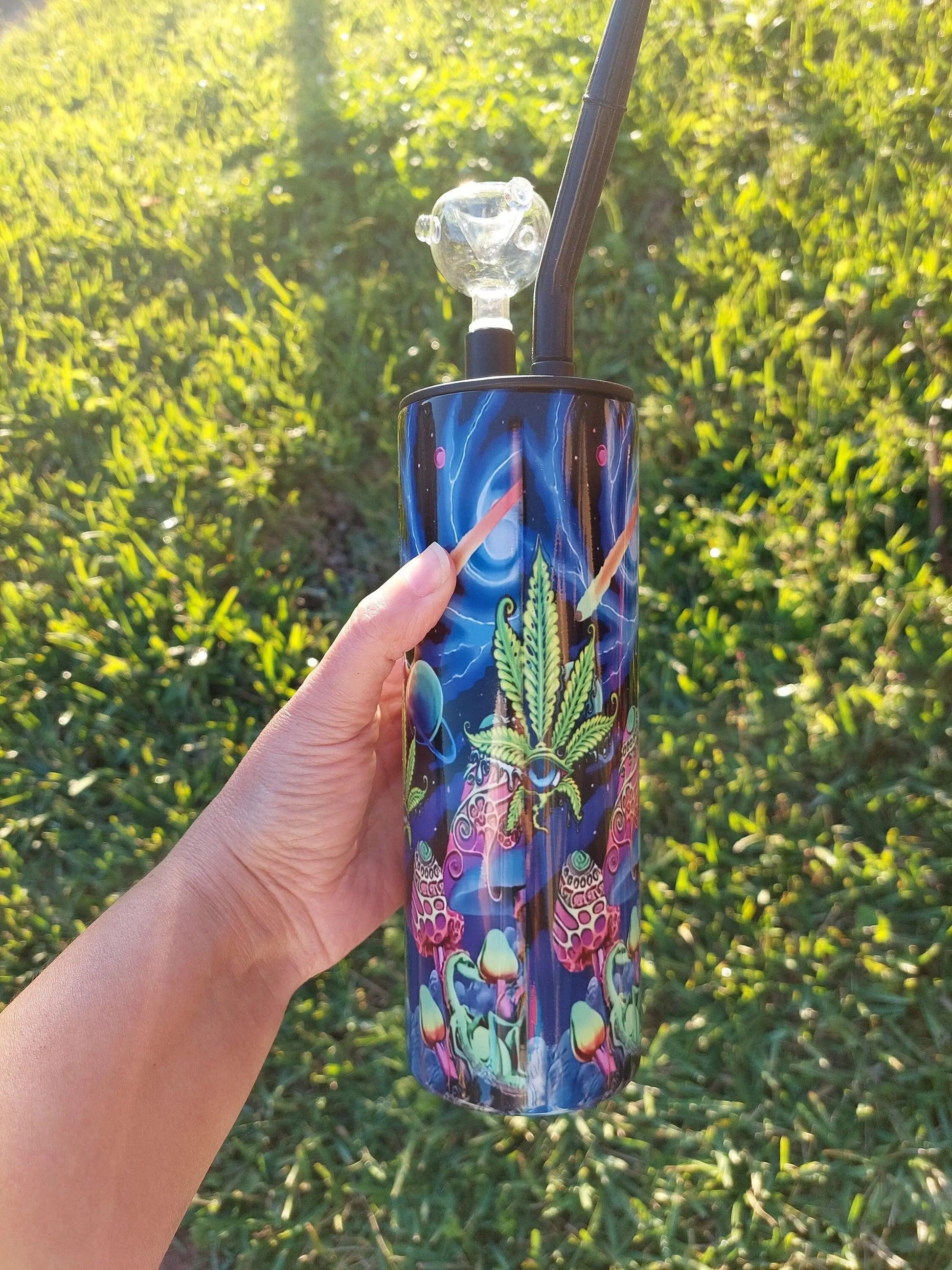 Mushrooms and Marijuana Trippy Sublimation Hookah Tumbler