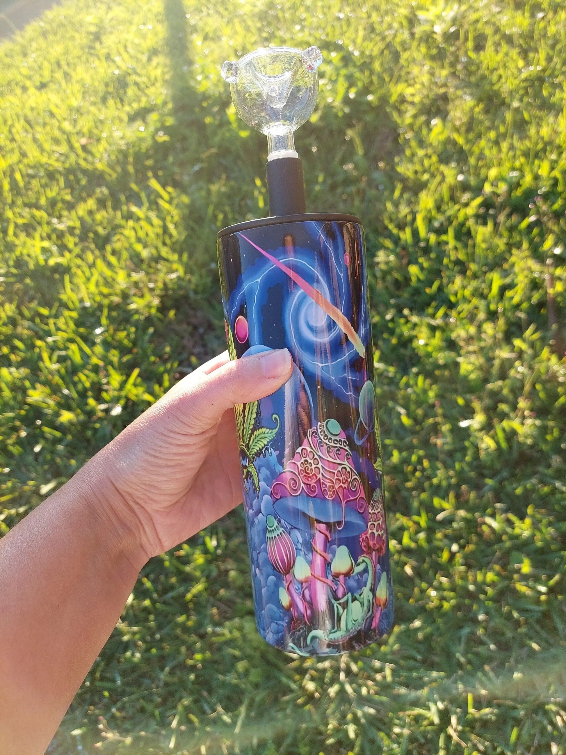 Mushrooms and Marijuana Trippy Sublimation Hookah Tumbler