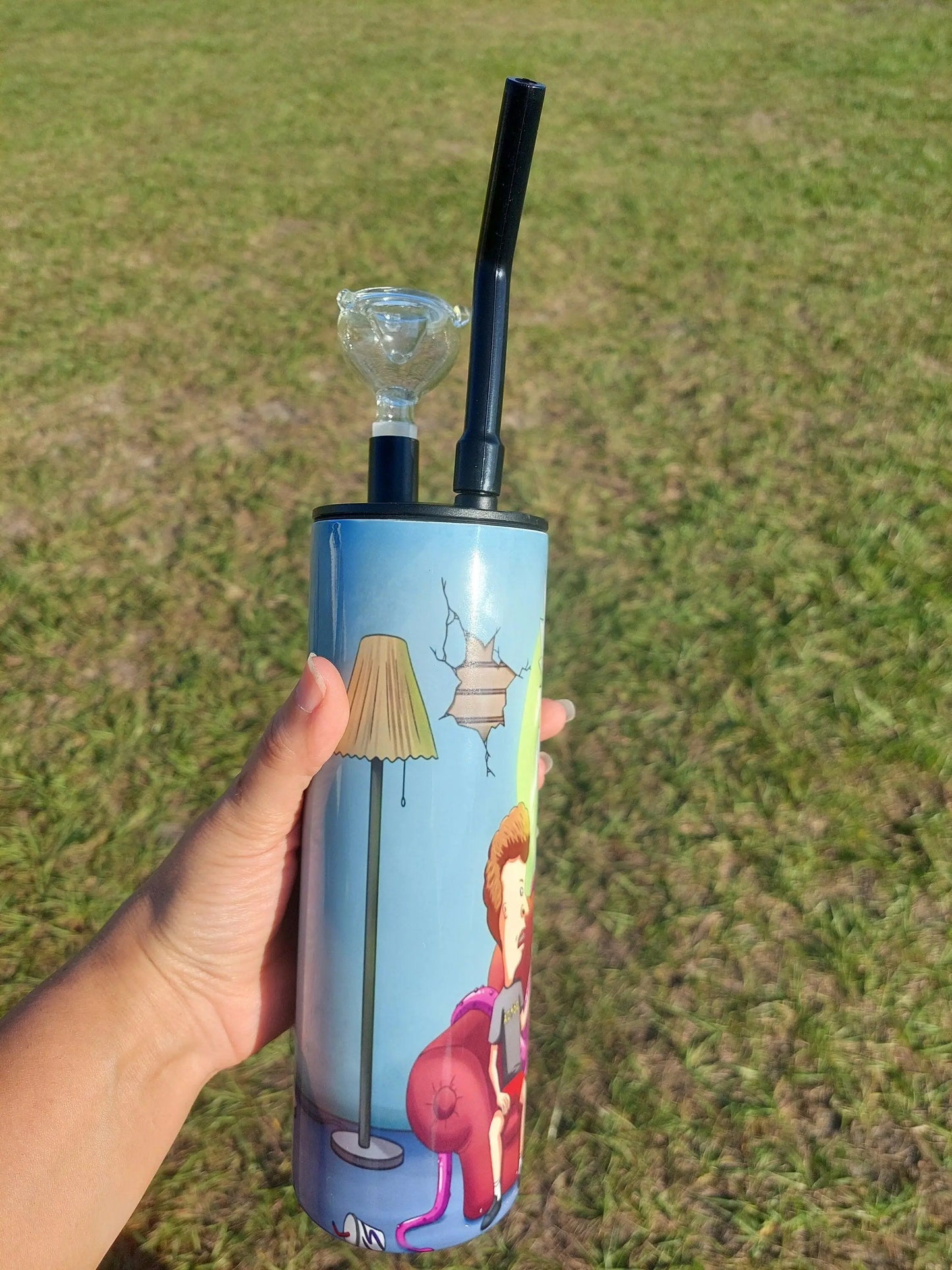 Rick and Morty Beavis and Buthead Mashup Sublimation Hookah Tumbler
