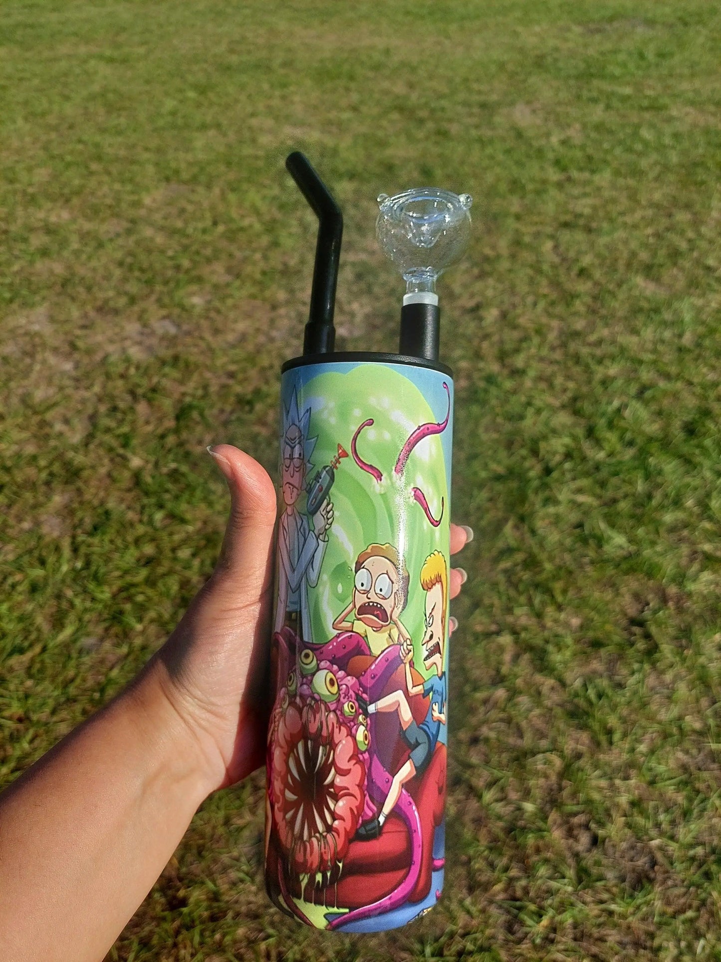 Rick and Morty Beavis and Buthead Mashup Sublimation Hookah Tumbler
