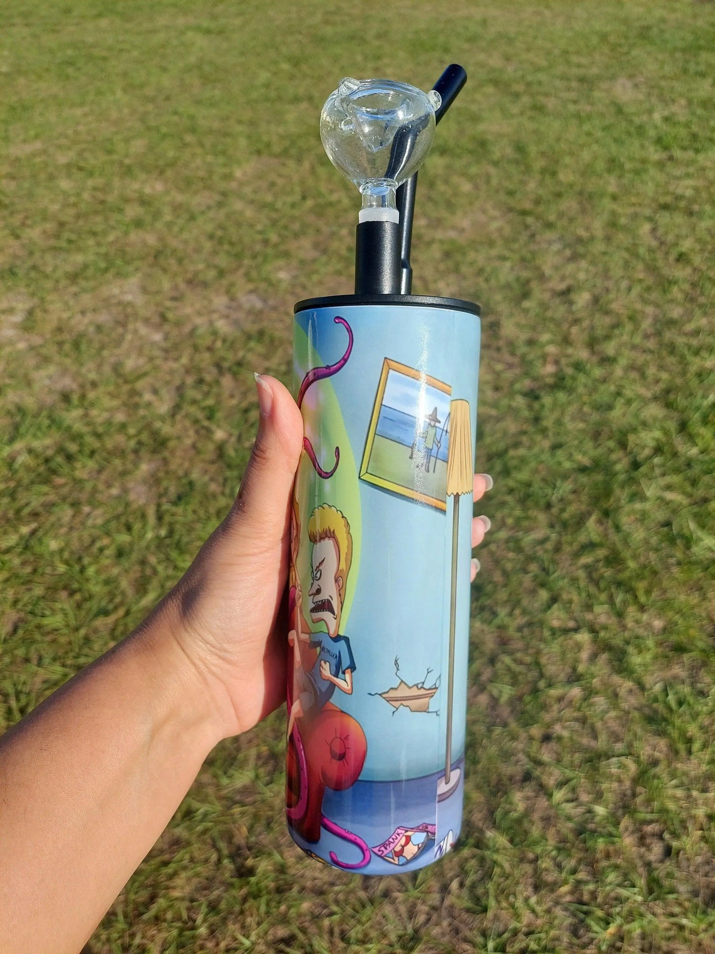 Rick and Morty Beavis and Buthead Mashup Sublimation Hookah Tumbler