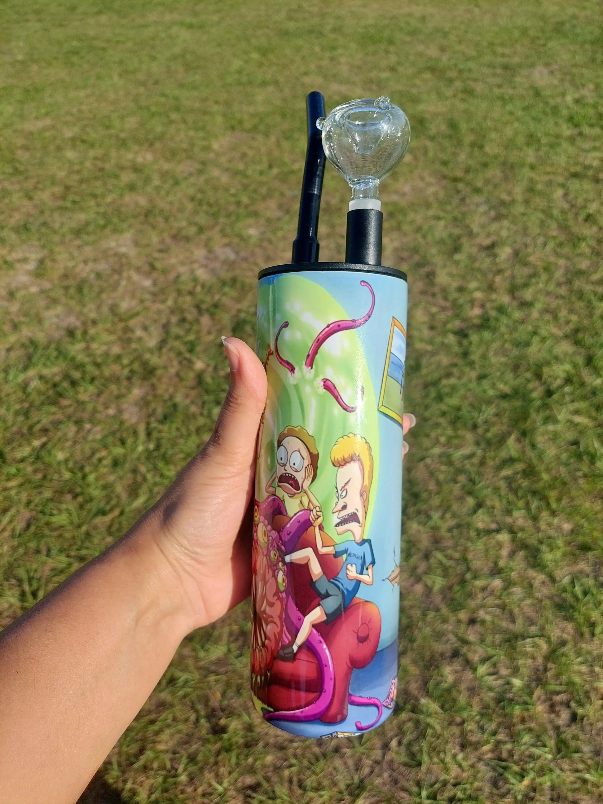 Rick and Morty Beavis and Buthead Mashup Sublimation Hookah Tumbler