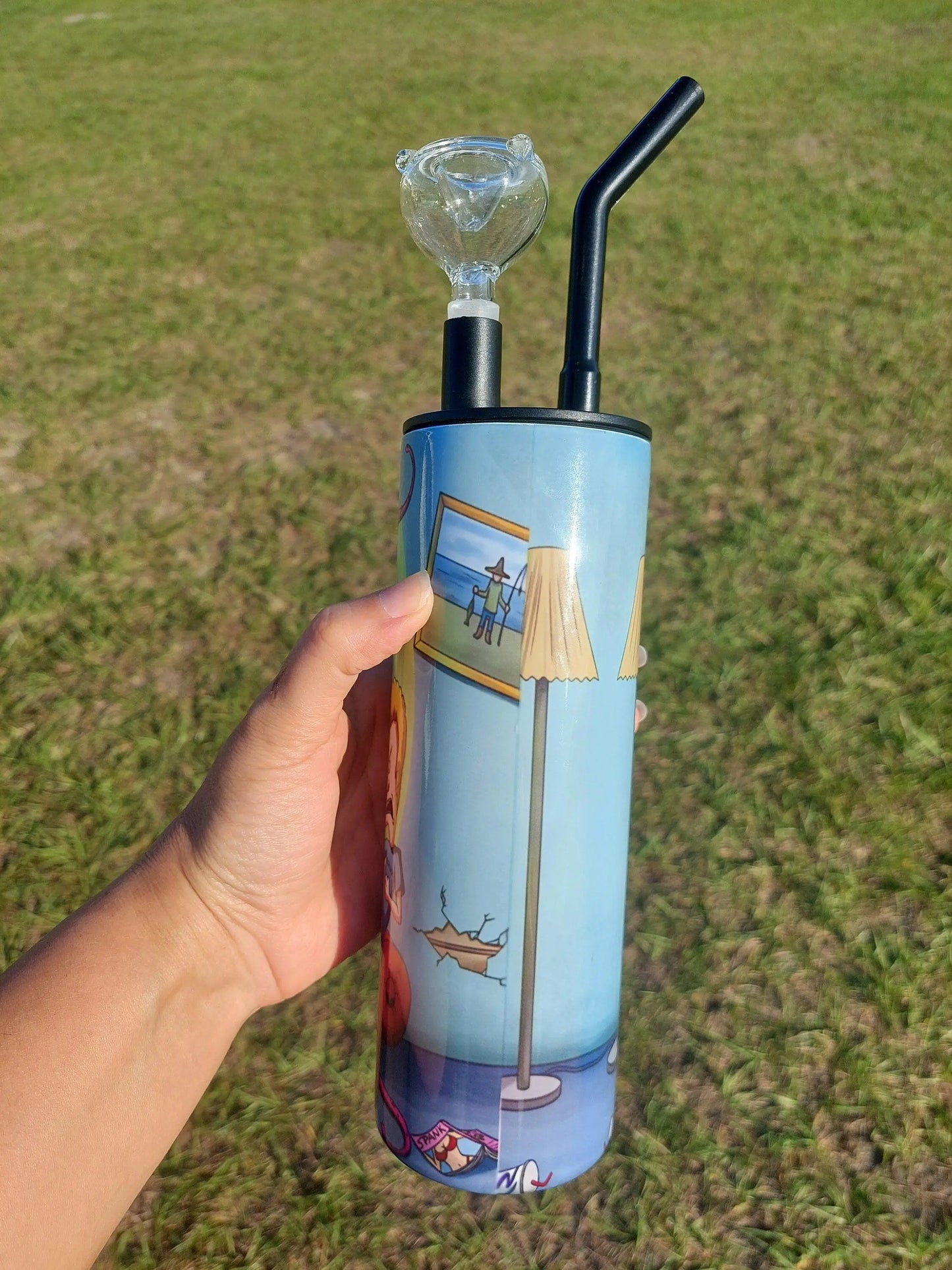 Rick and Morty Beavis and Buthead Mashup Sublimation Hookah Tumbler