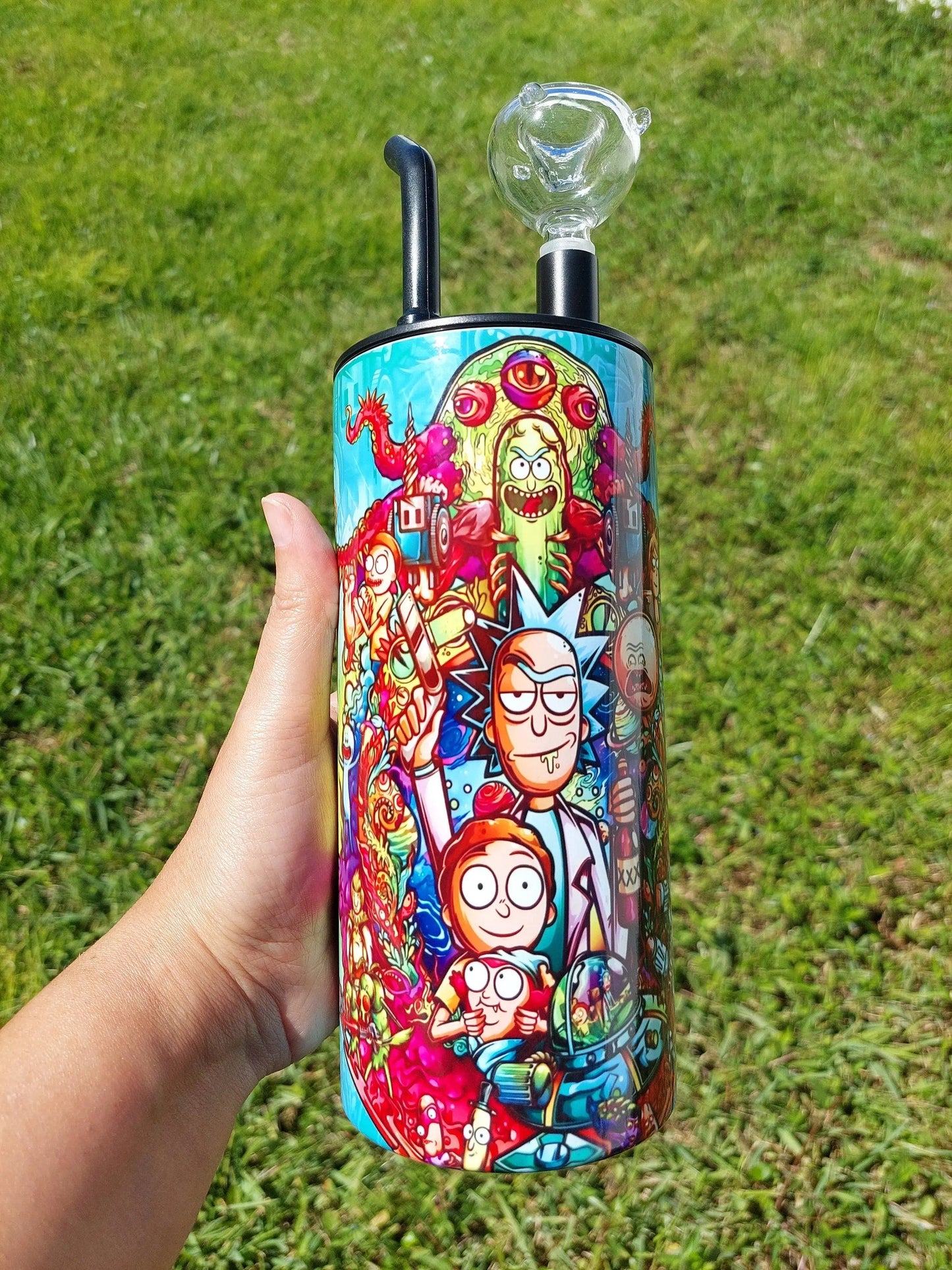 Rick and Morty Kaleidoscope Trippy Hookah Tumbler