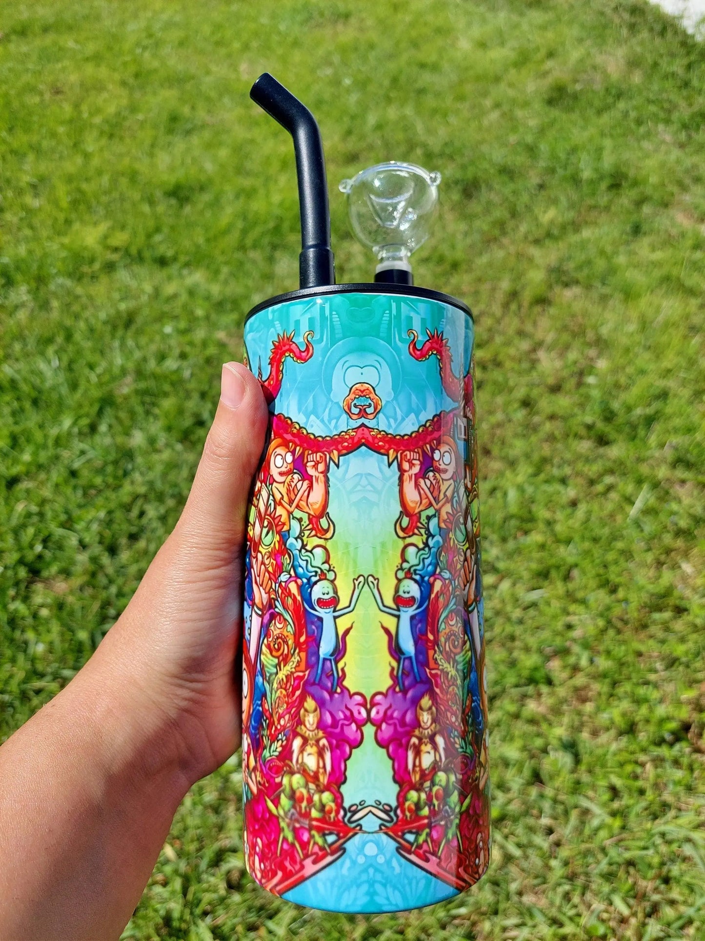 Rick and Morty Kaleidoscope Trippy Hookah Tumbler