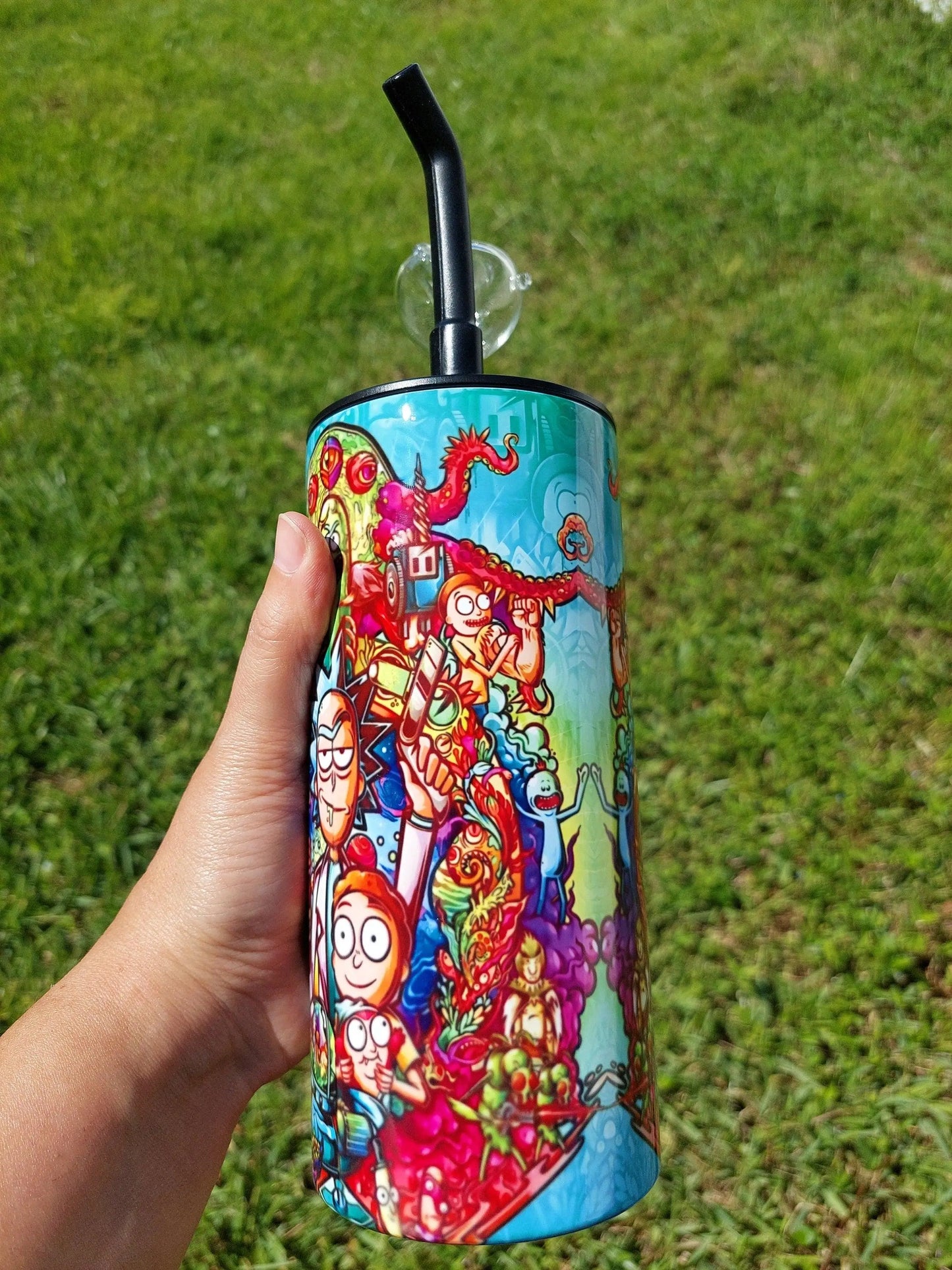 Rick and Morty Kaleidoscope Trippy Hookah Tumbler