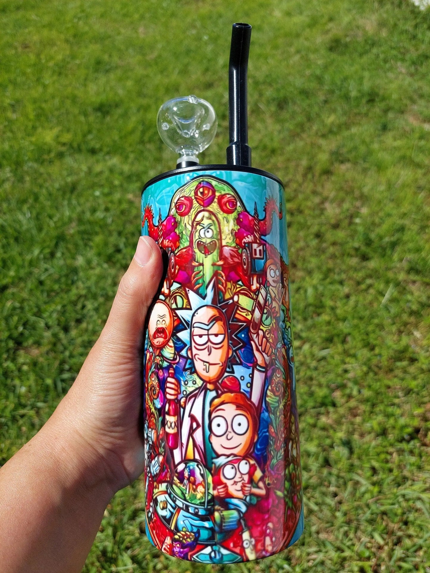 Rick and Morty Kaleidoscope Trippy Hookah Tumbler
