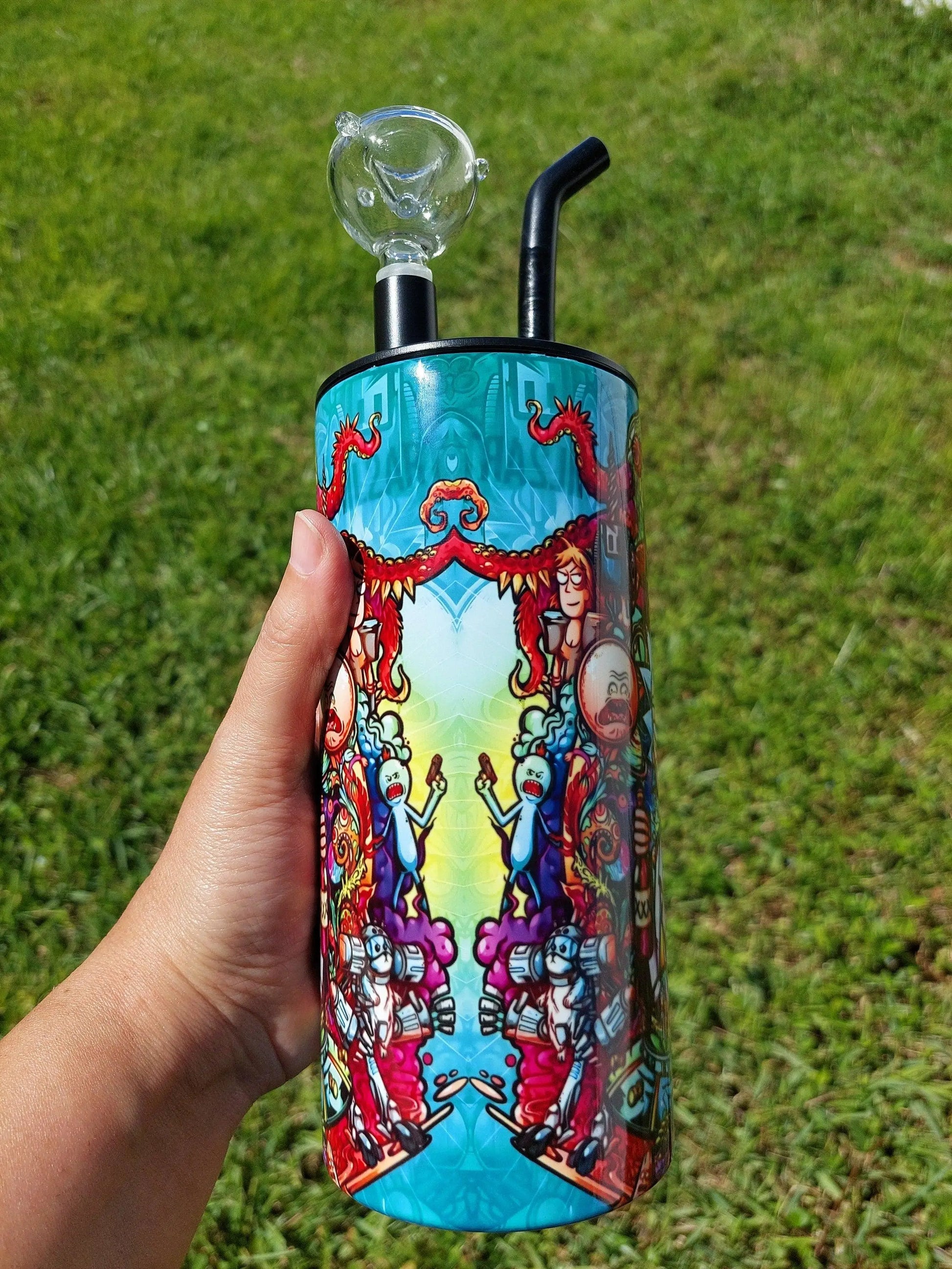 Rick and Morty Kaleidoscope Trippy Hookah Tumbler