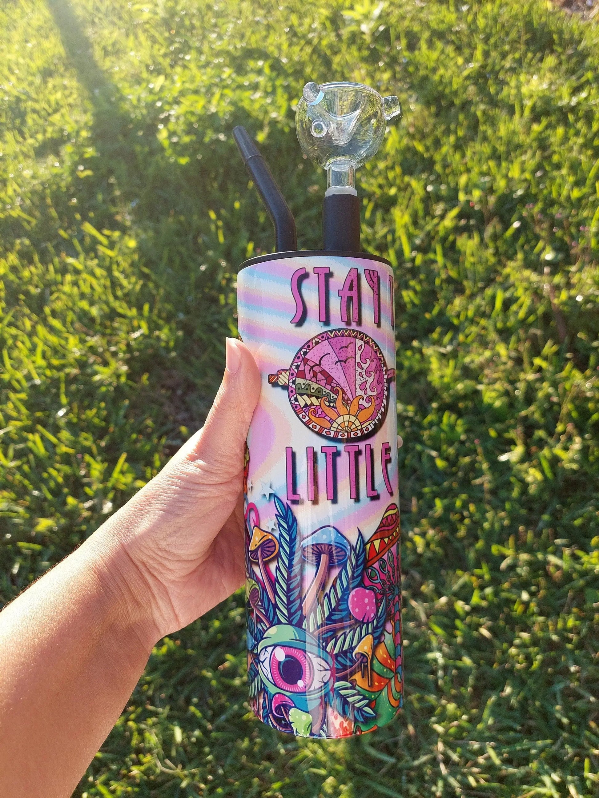 Stay Trippy Little Hippie Sublimation Hookah Tumbler Design