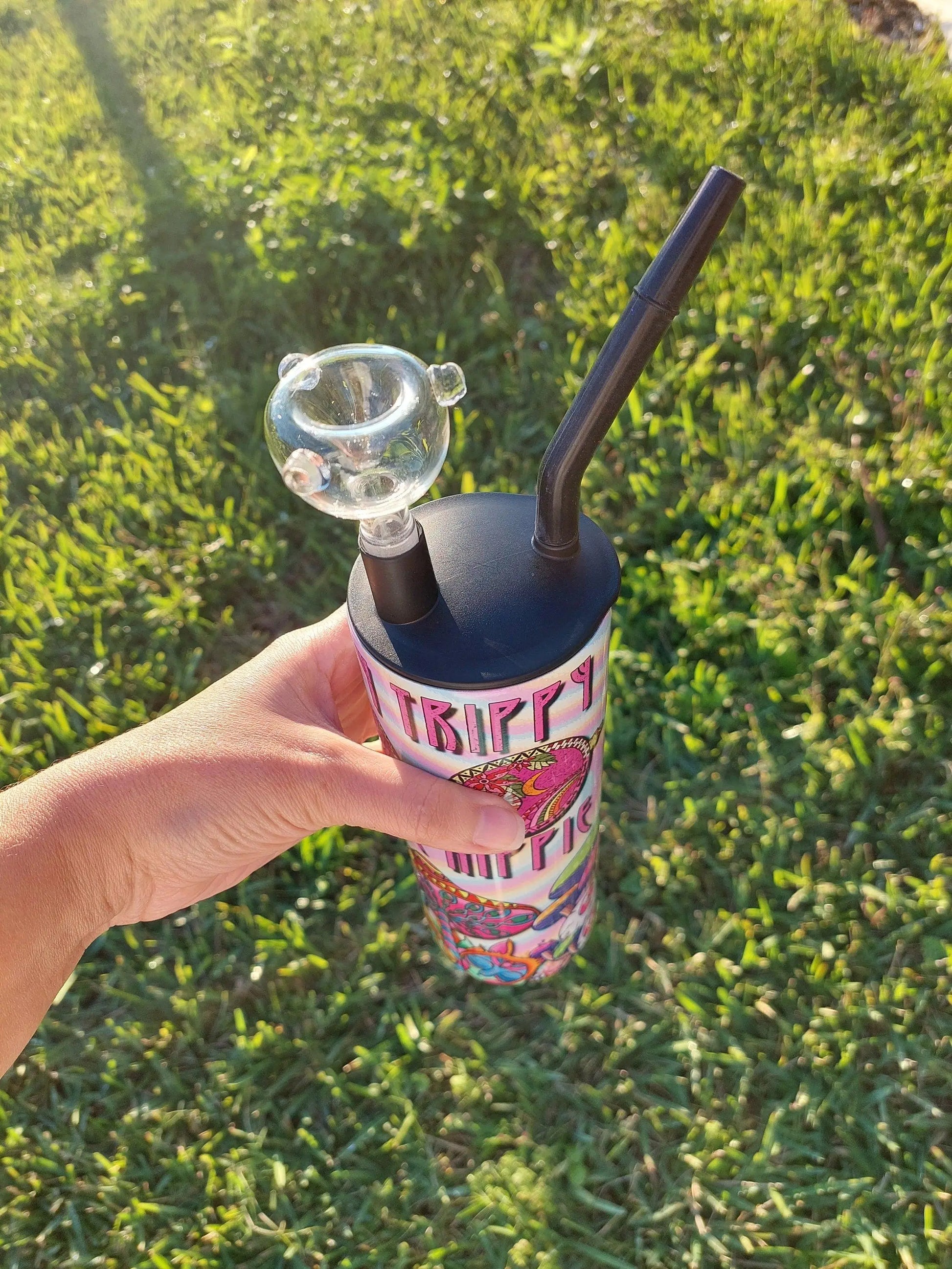 Stay Trippy Little Hippie Sublimation Hookah Tumbler Design