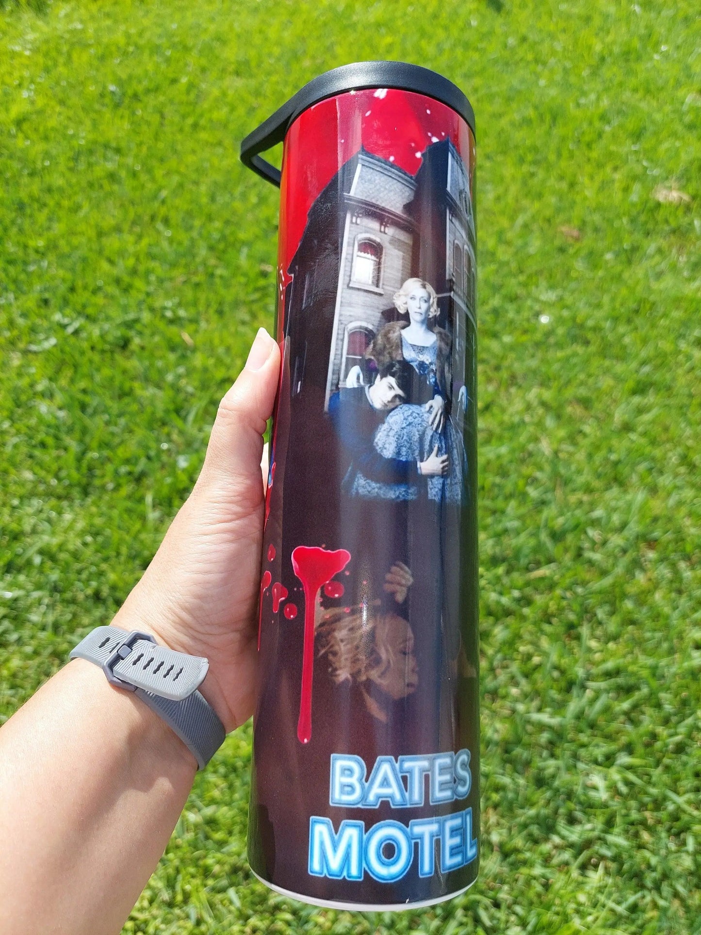 Sublimation Tumbler with a Bates Motel Themed Design - Panoptic Handmade