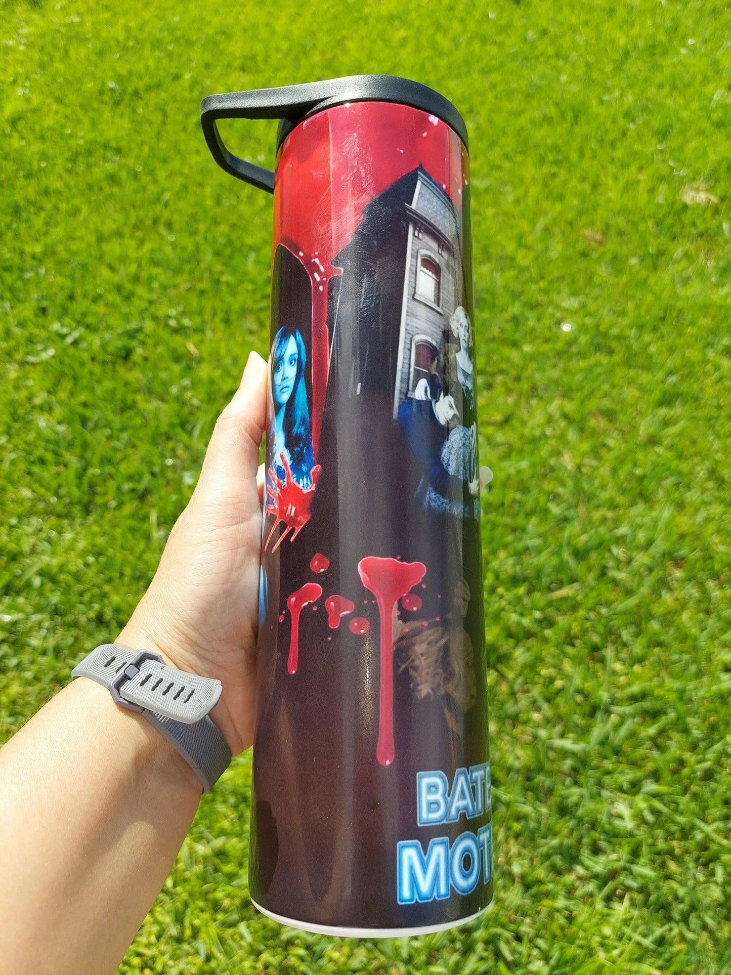 Sublimation Tumbler with a Bates Motel Themed Design - Panoptic Handmade