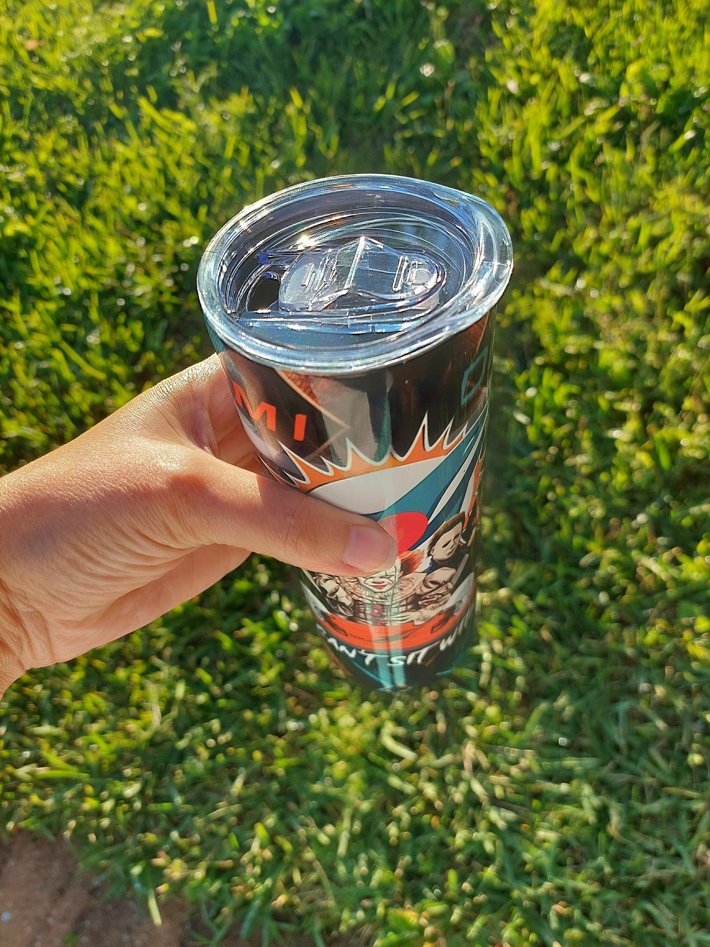 Horror Character Miami Dolphin Sports Fan Sublimation Tumbler