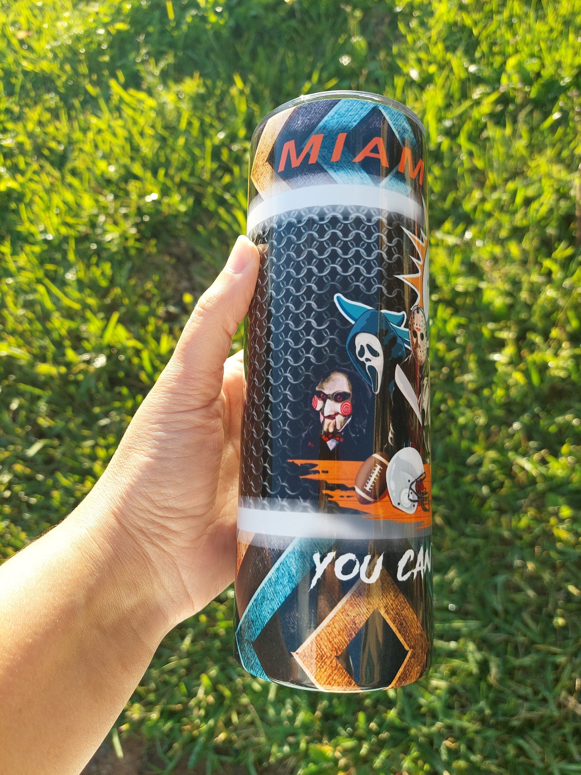 Horror Character Miami Dolphin Sports Fan Sublimation Tumbler