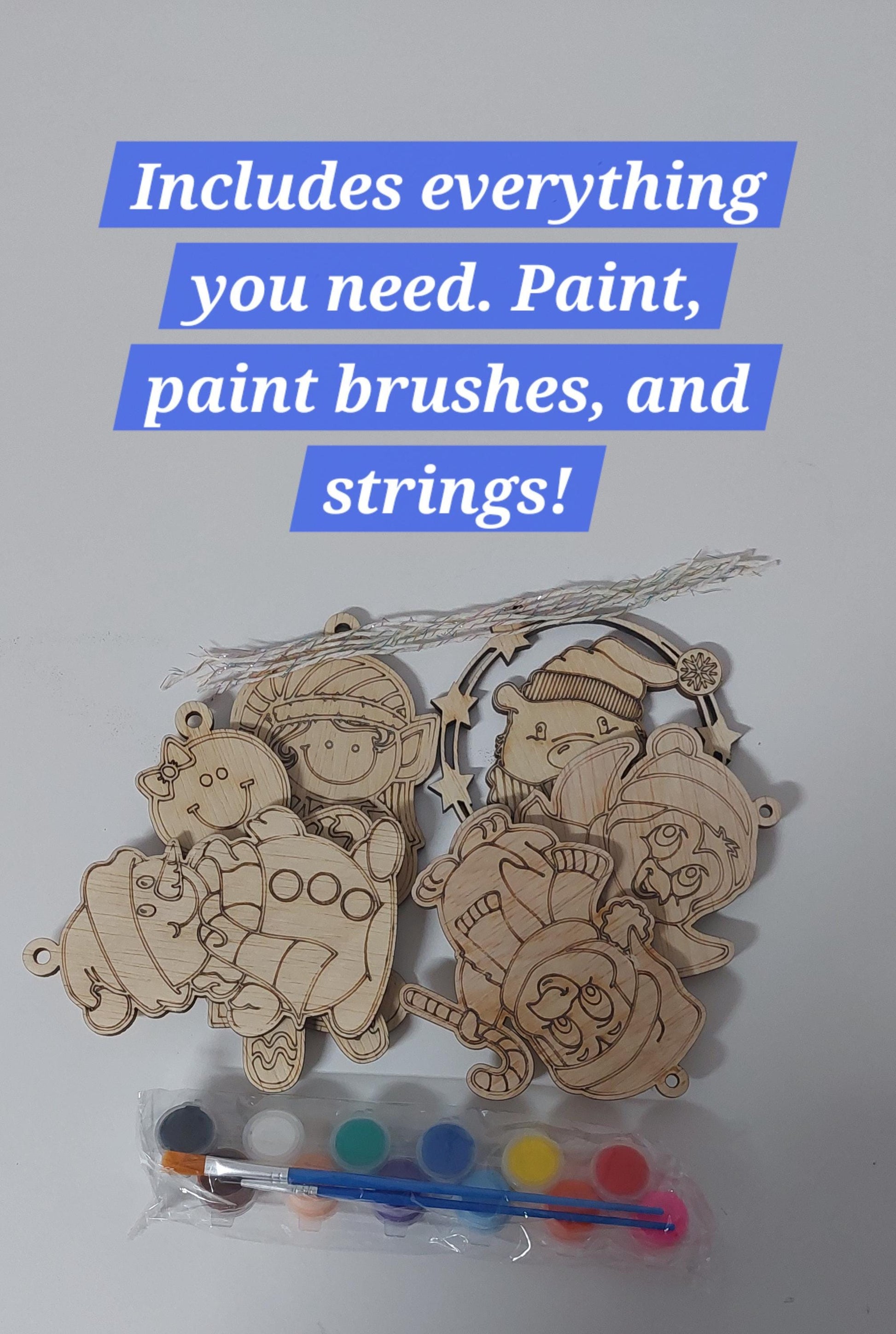 DIY Christmas Ornament Painting Kit: Sande Plywood, Kids Holiday Craft