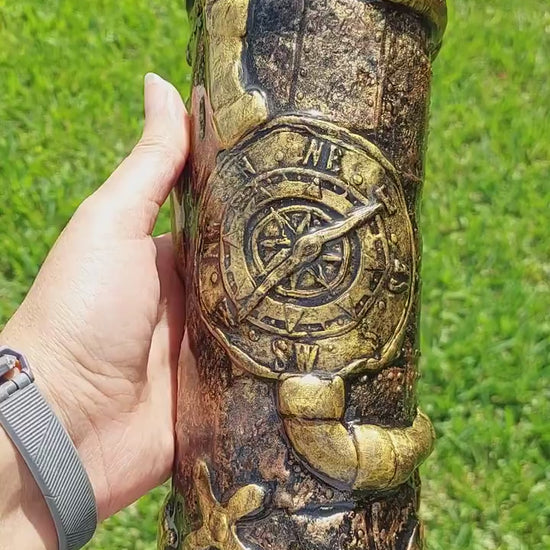 3D Epoxy Steampunk Gears and Compass Tumbler